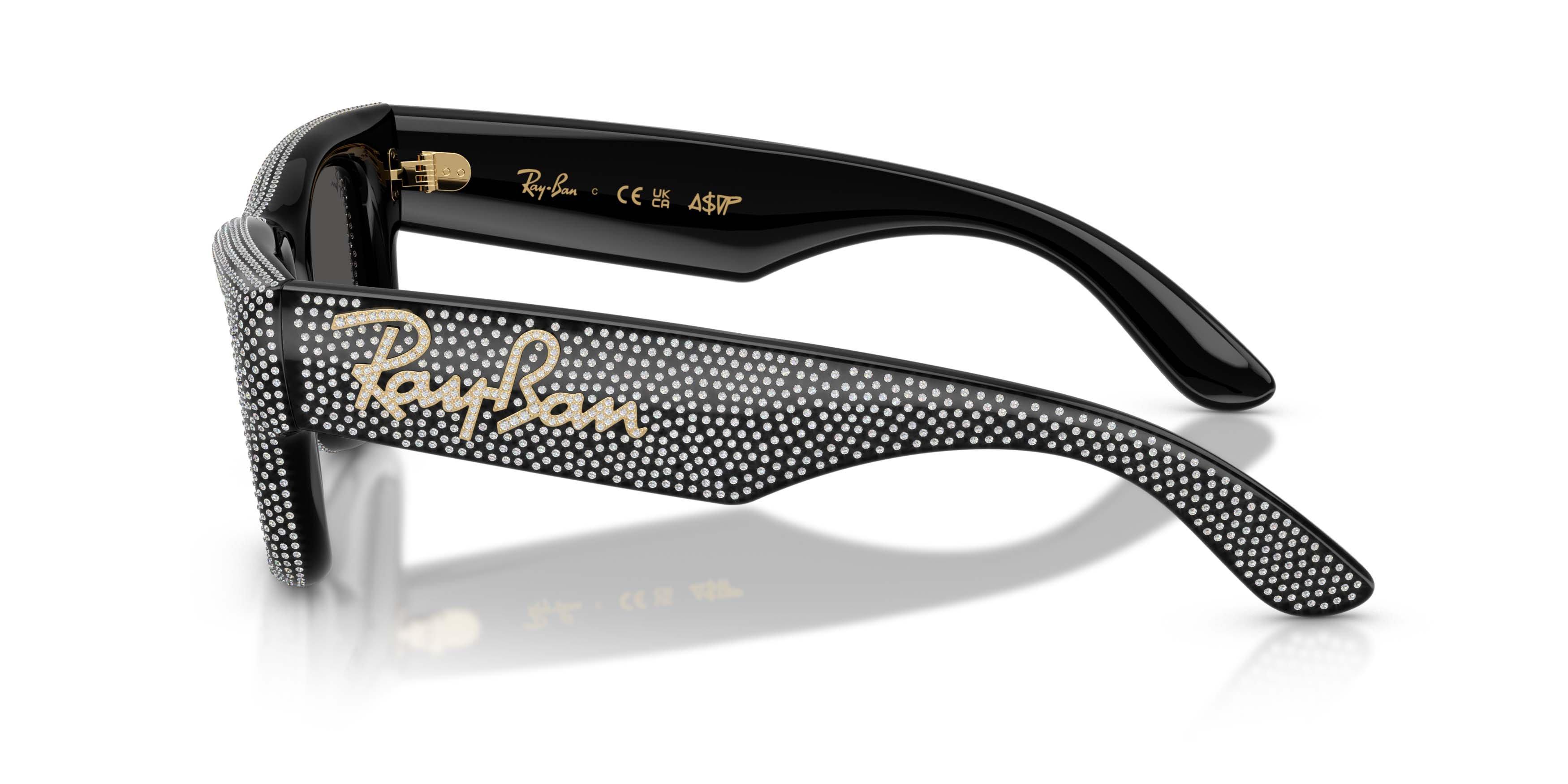 Ray-Ban Wayfarer Puffer Crystal Pav&egrave; Edition Ultra Black Sunglasses &ndash; Polished Black & Strass Pave - BLACK Thumbnail View 6