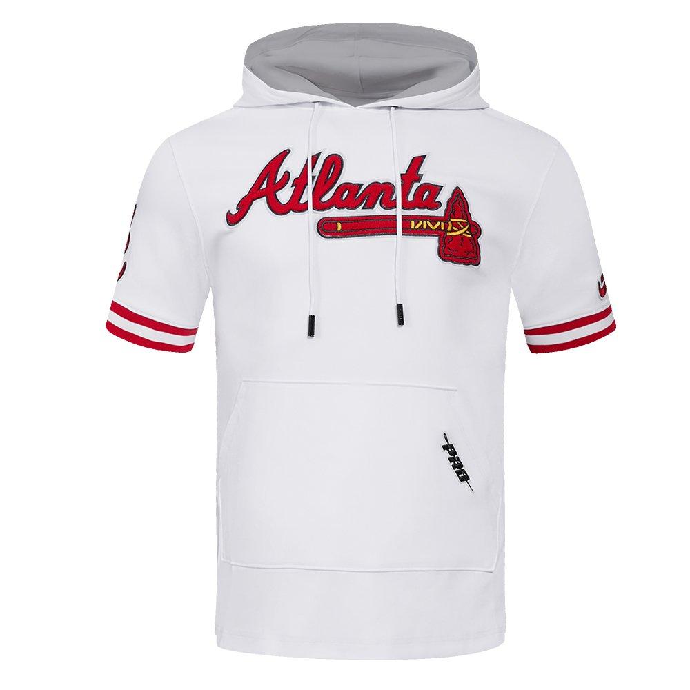 Pro Standard Men's MLB Atlanta Braves Classic Chenille Short Sleeve Pullover Hoodie - WHITE/RED Thumbnail View 1