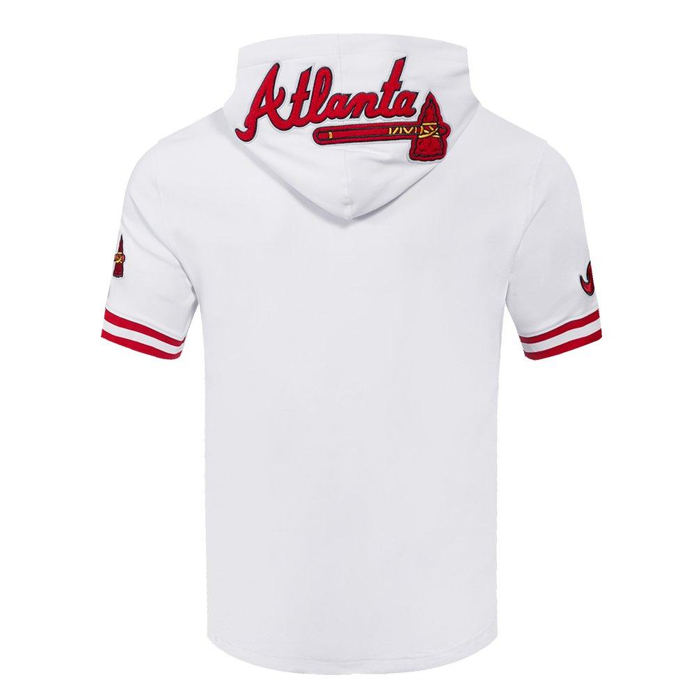Pro Standard Men's MLB Atlanta Braves Classic Chenille Short Sleeve Pullover Hoodie - WHITE/RED Thumbnail View 2