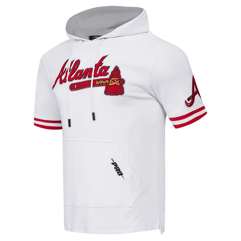 Pro Standard Men's MLB Atlanta Braves Classic Chenille Short Sleeve Pullover Hoodie - WHITE/RED Thumbnail View 3
