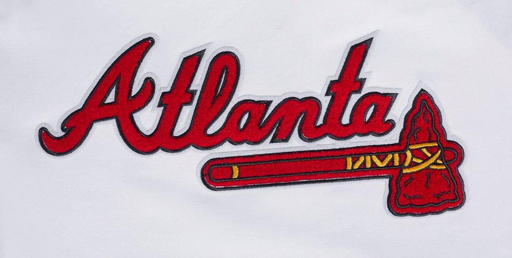 Pro Standard Men's MLB Atlanta Braves Classic Chenille Short Sleeve Pullover Hoodie - WHITE/RED Thumbnail View 5