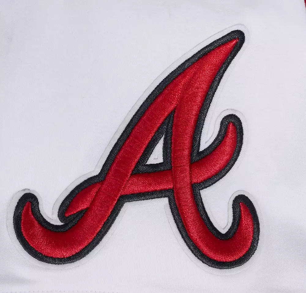 Pro Standard Men's MLB Atlanta Braves Classic Chenille Short Sleeve Pullover Hoodie - WHITE/RED