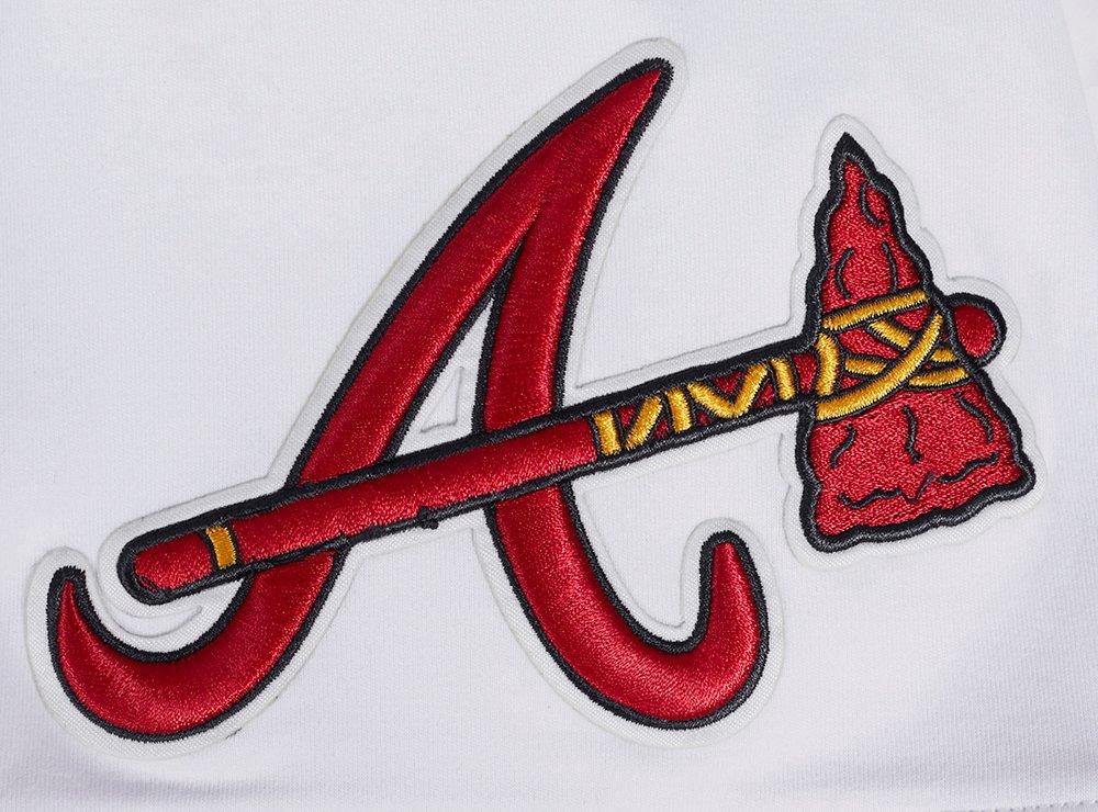 Pro Standard Men's MLB Atlanta Braves Classic Chenille Short Sleeve Pullover Hoodie - WHITE/RED Thumbnail View 7