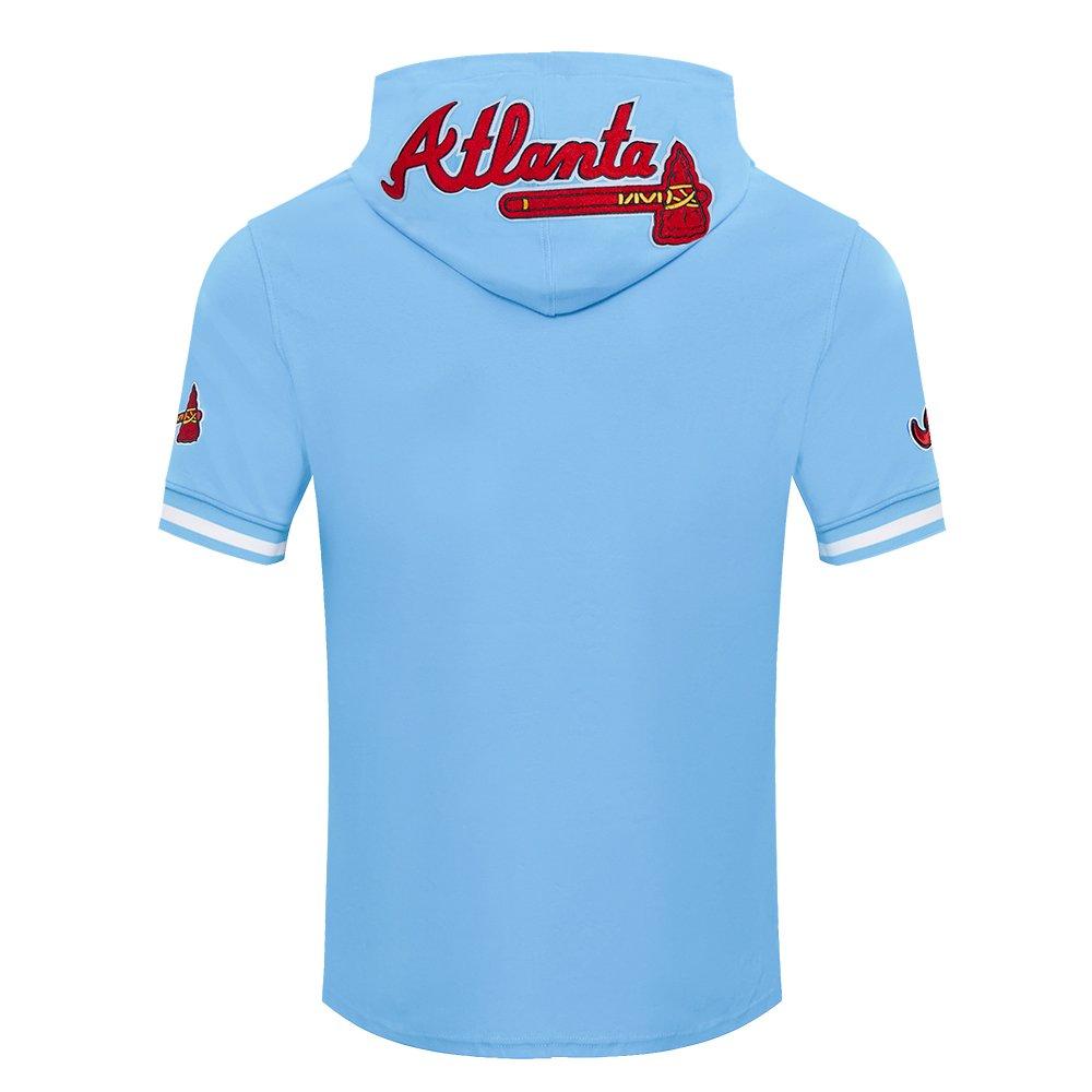 Pro Standard Men's MLB Atlanta Braves Classic Chenille Short Sleeve Pullover Hoodie - BLUE Thumbnail View 2