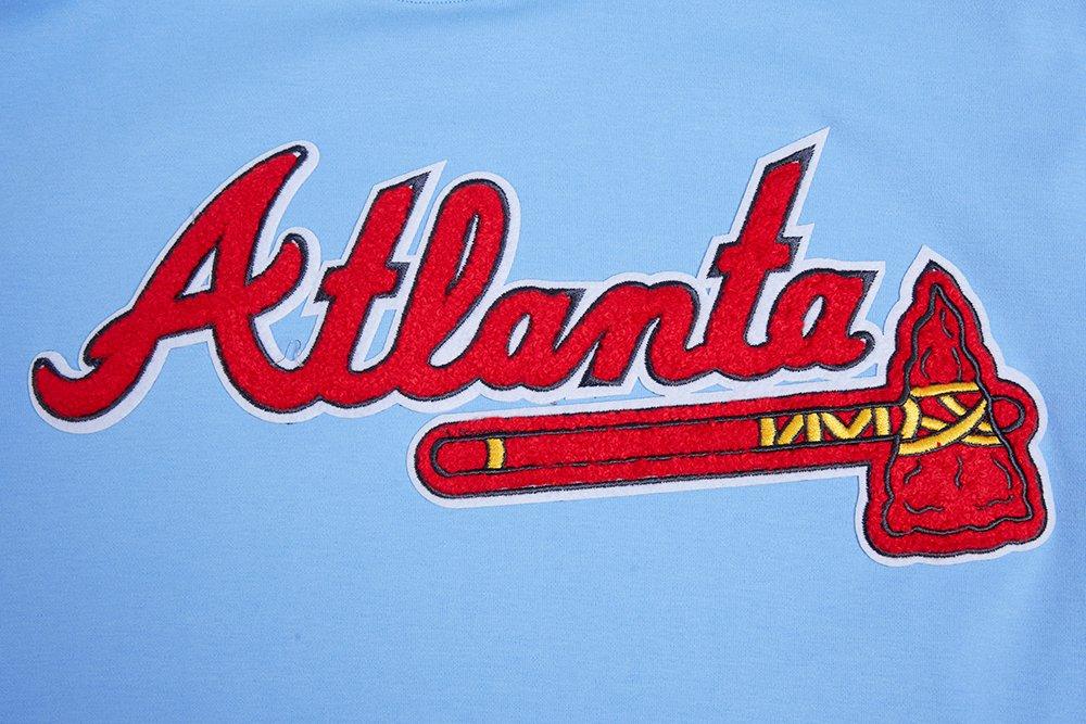 Pro Standard Men's MLB Atlanta Braves Classic Chenille Short Sleeve Pullover Hoodie - BLUE Thumbnail View 5