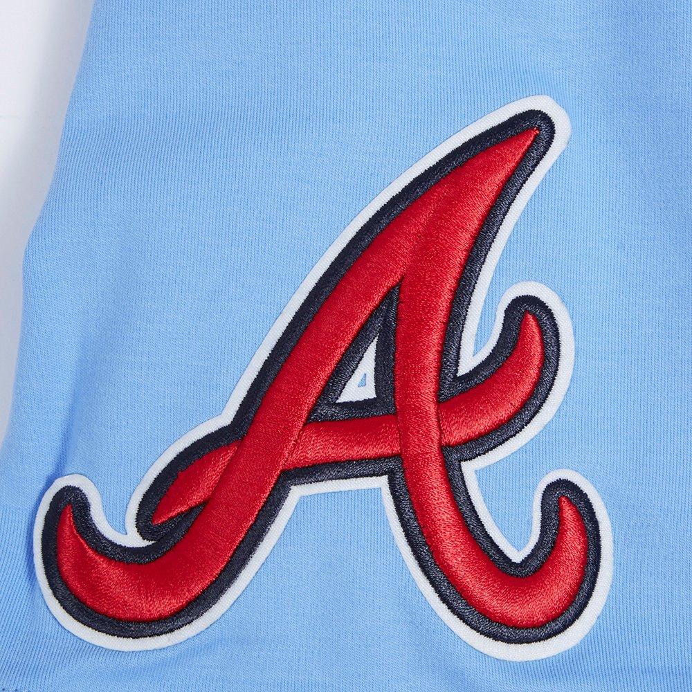 Pro Standard Men's MLB Atlanta Braves Classic Chenille Short Sleeve Pullover Hoodie - BLUE Thumbnail View 6
