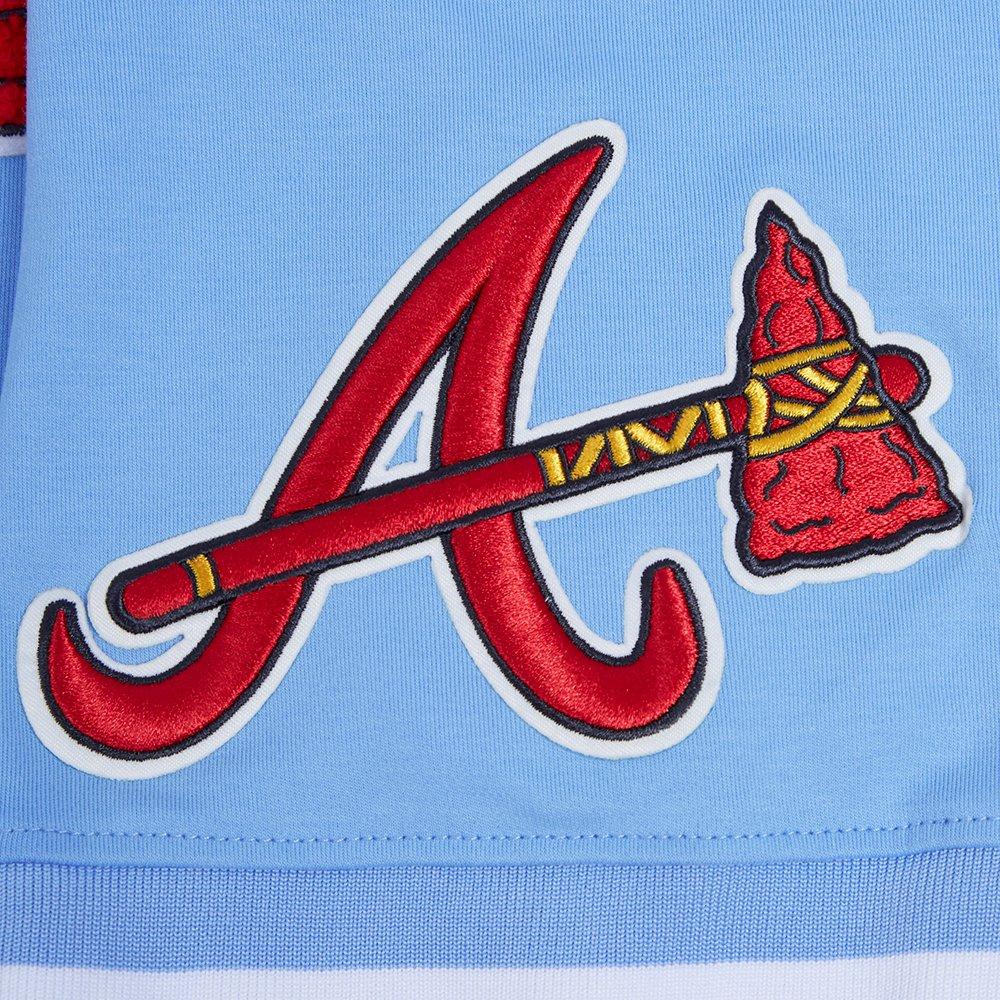 Pro Standard Men's MLB Atlanta Braves Classic Chenille Short Sleeve Pullover Hoodie - BLUE Thumbnail View 7