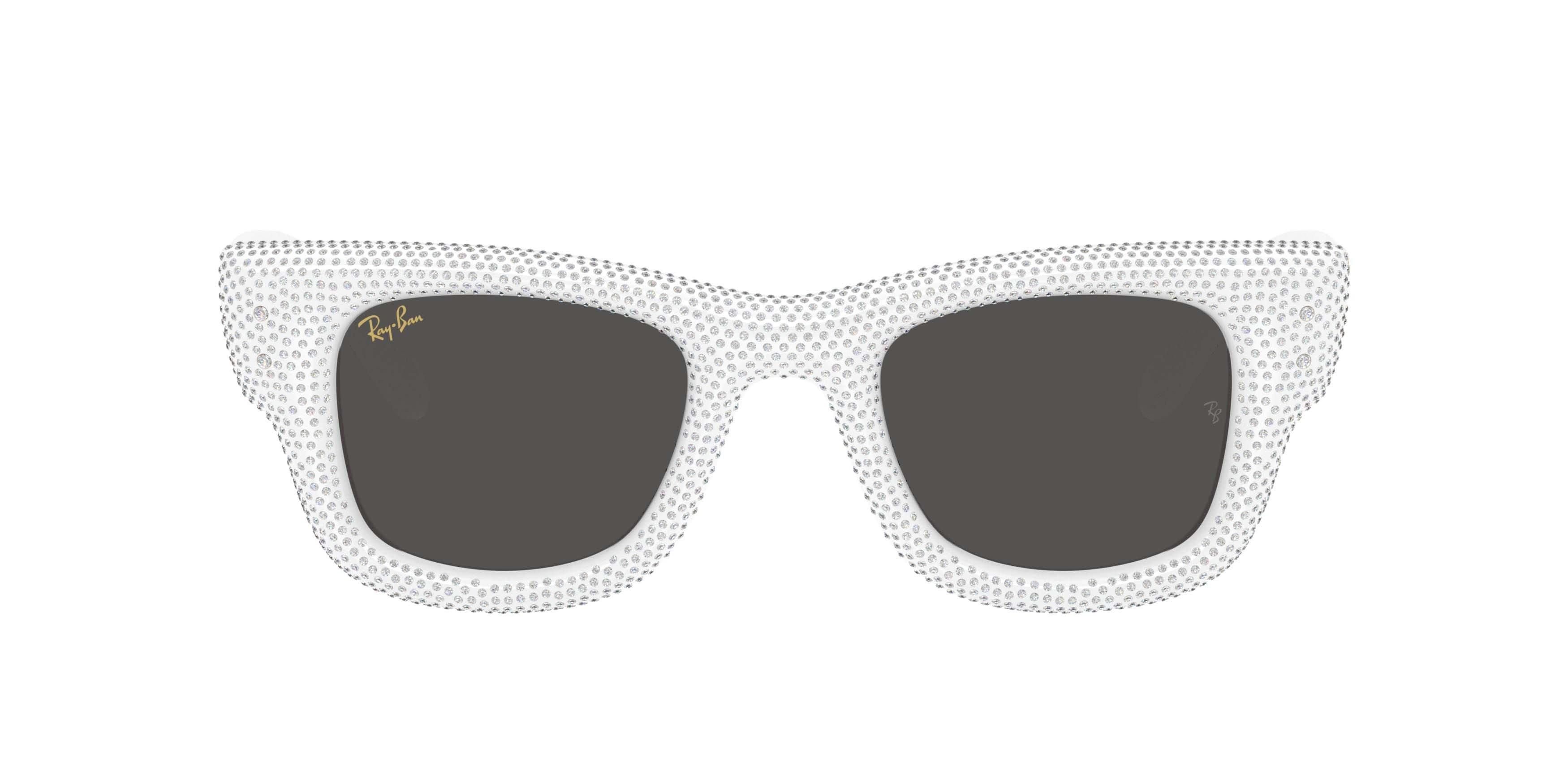 Ray-Ban Wayfarer Puffer Crystal Pav&egrave; Edition Ultra Black Sunglasses &ndash; Polished White & Strass Pave - WHITE/BLACK Thumbnail View 2