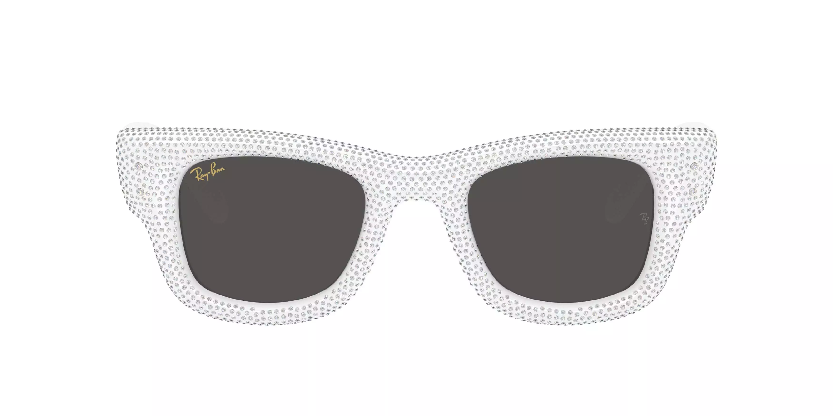 Ray-Ban Wayfarer Puffer Crystal Pav&egrave; Edition Ultra Black Sunglasses &ndash; Polished White & Strass Pave - WHITE/BLACK