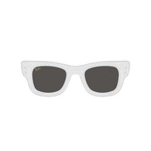 Ray-Ban Wayfarer Puffer Crystal Pav&egrave; Edition Ultra Black Sunglasses &ndash; Polished White & Strass Pave
