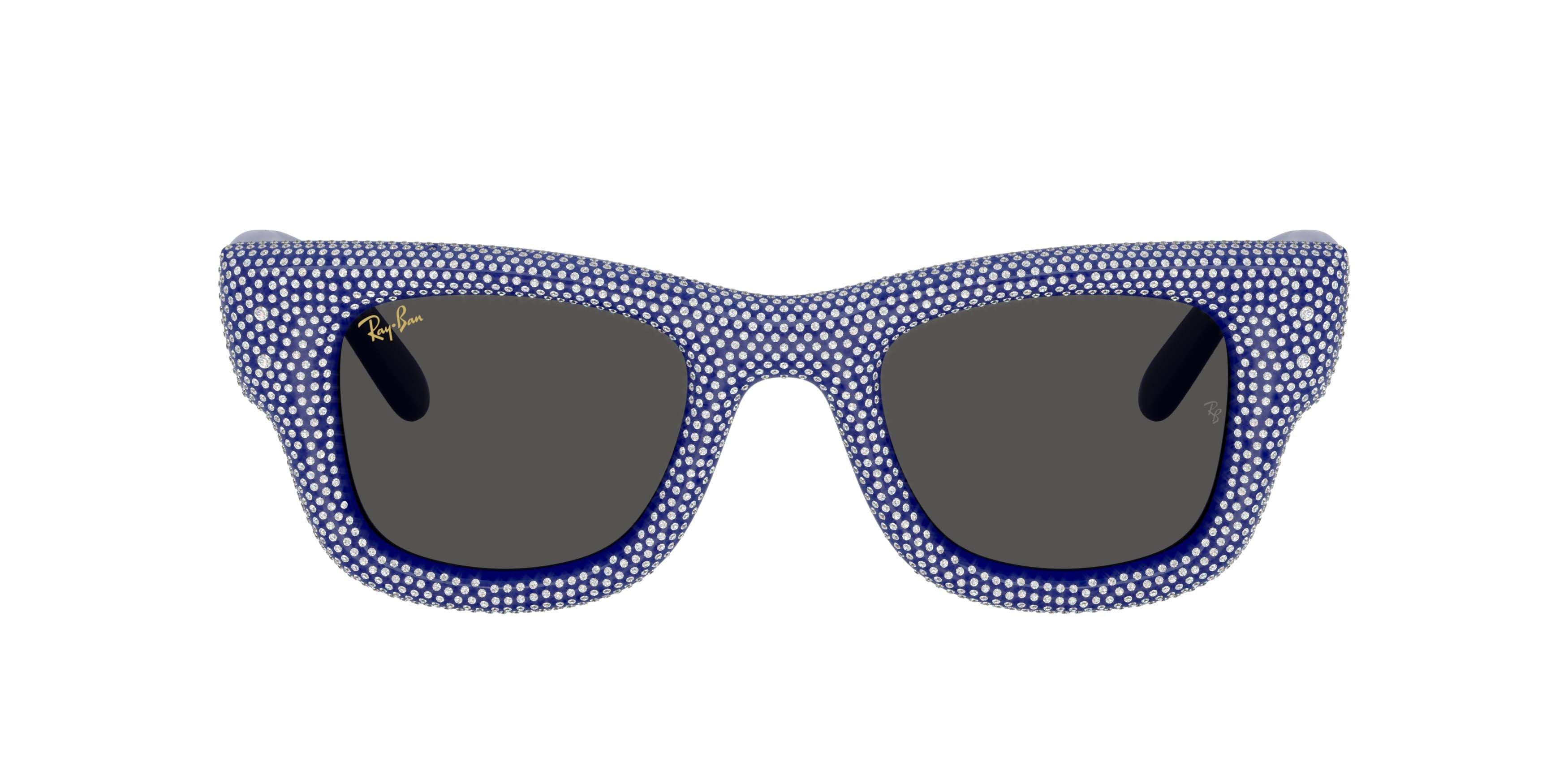 Ray-Ban Wayfarer Puffer Crystal Pav&egrave; Edition Ultra Black Sunglasses &ndash; Polished Blue & Strass Pave - BLUE/BLACK Thumbnail View 2