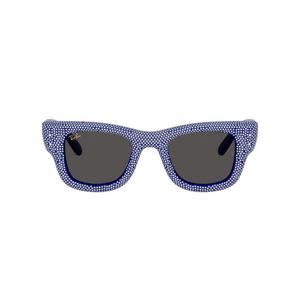Ray-Ban Wayfarer Puffer Crystal Pav&egrave; Edition Ultra Black Sunglasses &ndash; Polished Blue & Strass Pave