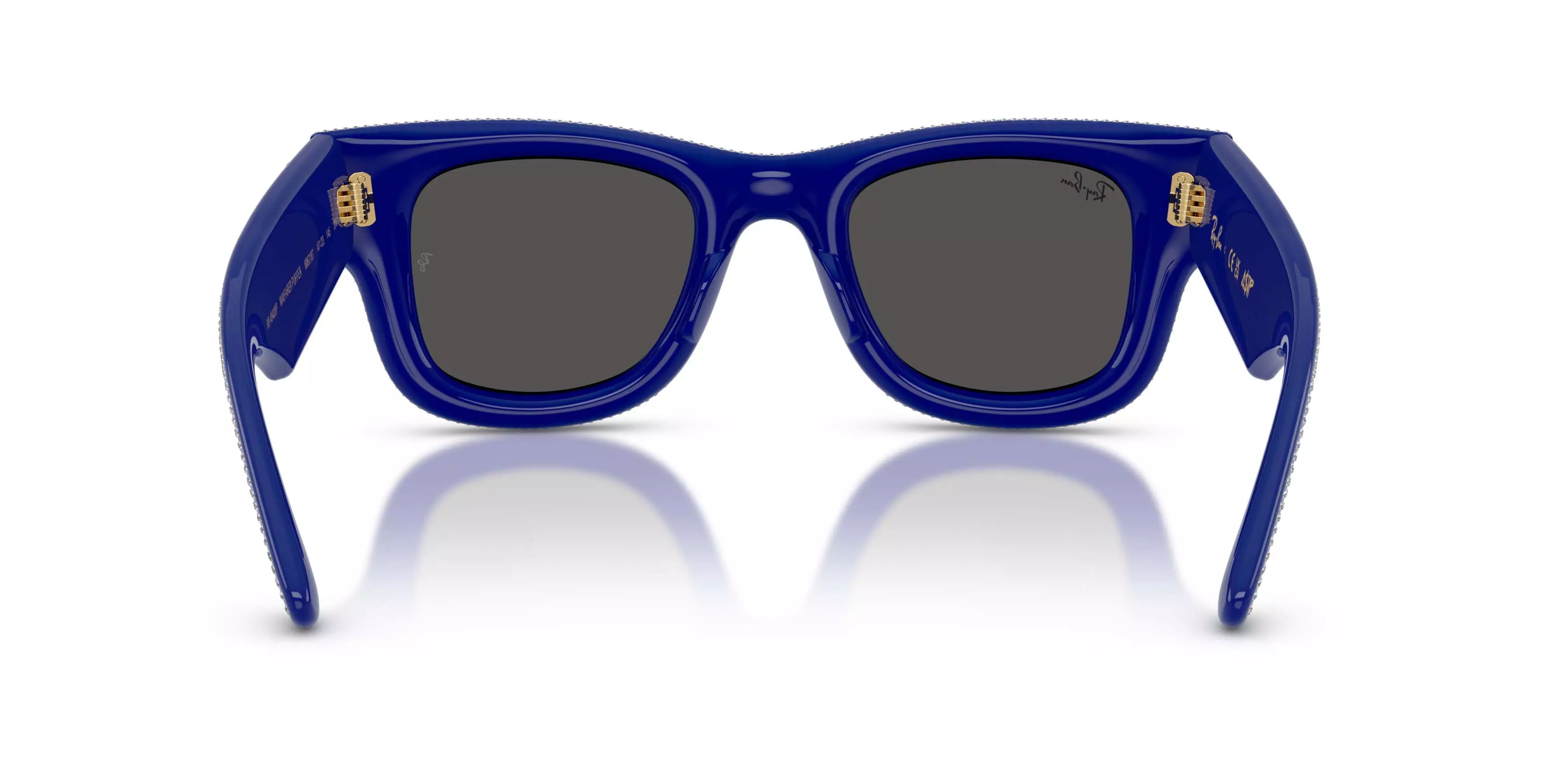 Ray-Ban Wayfarer Puffer Crystal Pav&egrave; Edition Ultra Black Sunglasses &ndash; Polished Blue & Strass Pave - BLUE/BLACK