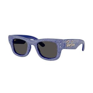 Ray-Ban Wayfarer Puffer Crystal Pav&egrave; Edition Ultra Black Sunglasses &ndash; Polished Blue & Strass Pave