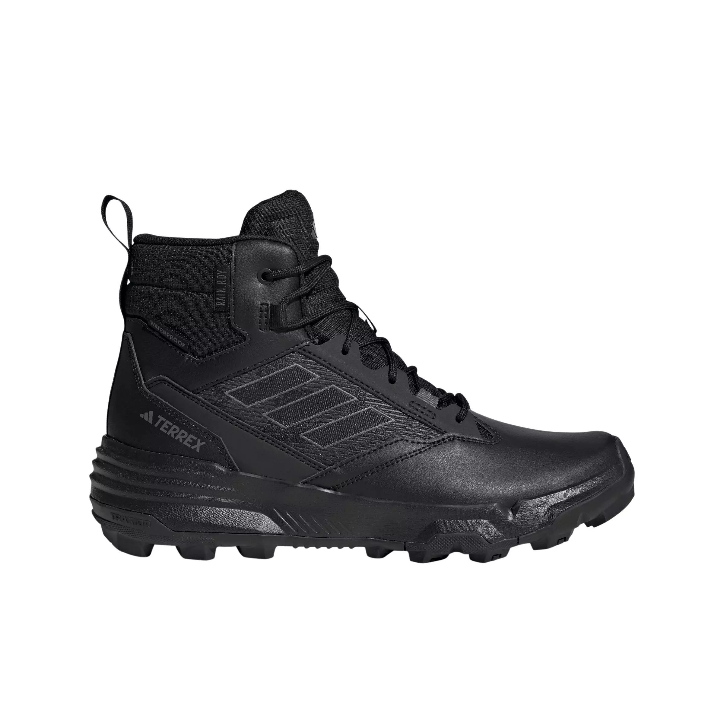 adidas Unity Leather Mid RAIN.RDY "Core Black/Core Black/Grey Four" Unisex Hiking Shoe - BLACK/BLACK/GREY
