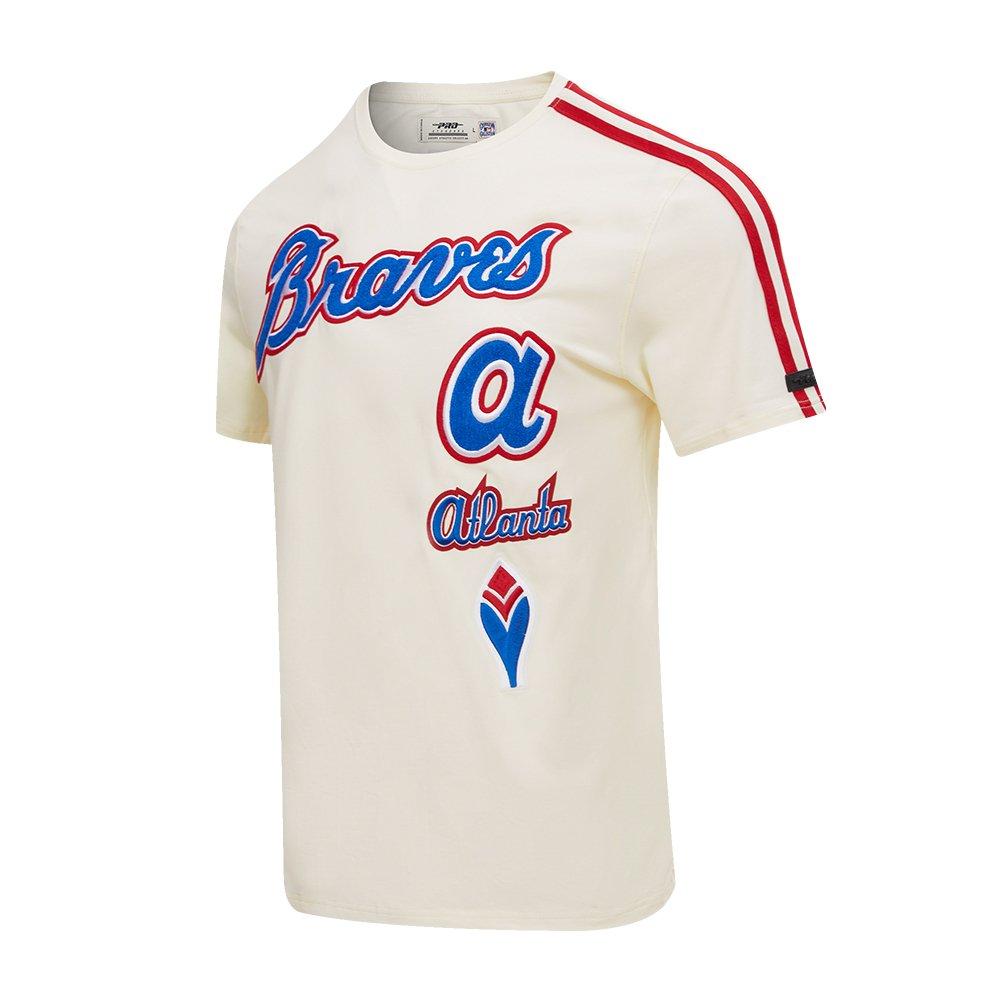 Pro Standard Men's MLB Atlanta Braves Retro Classic Striped Top - Cream/Red - CREAM/RED Thumbnail View 3