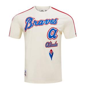 Pro Standard Men's MLB Atlanta Braves Retro Classic Striped Top - Cream/Red