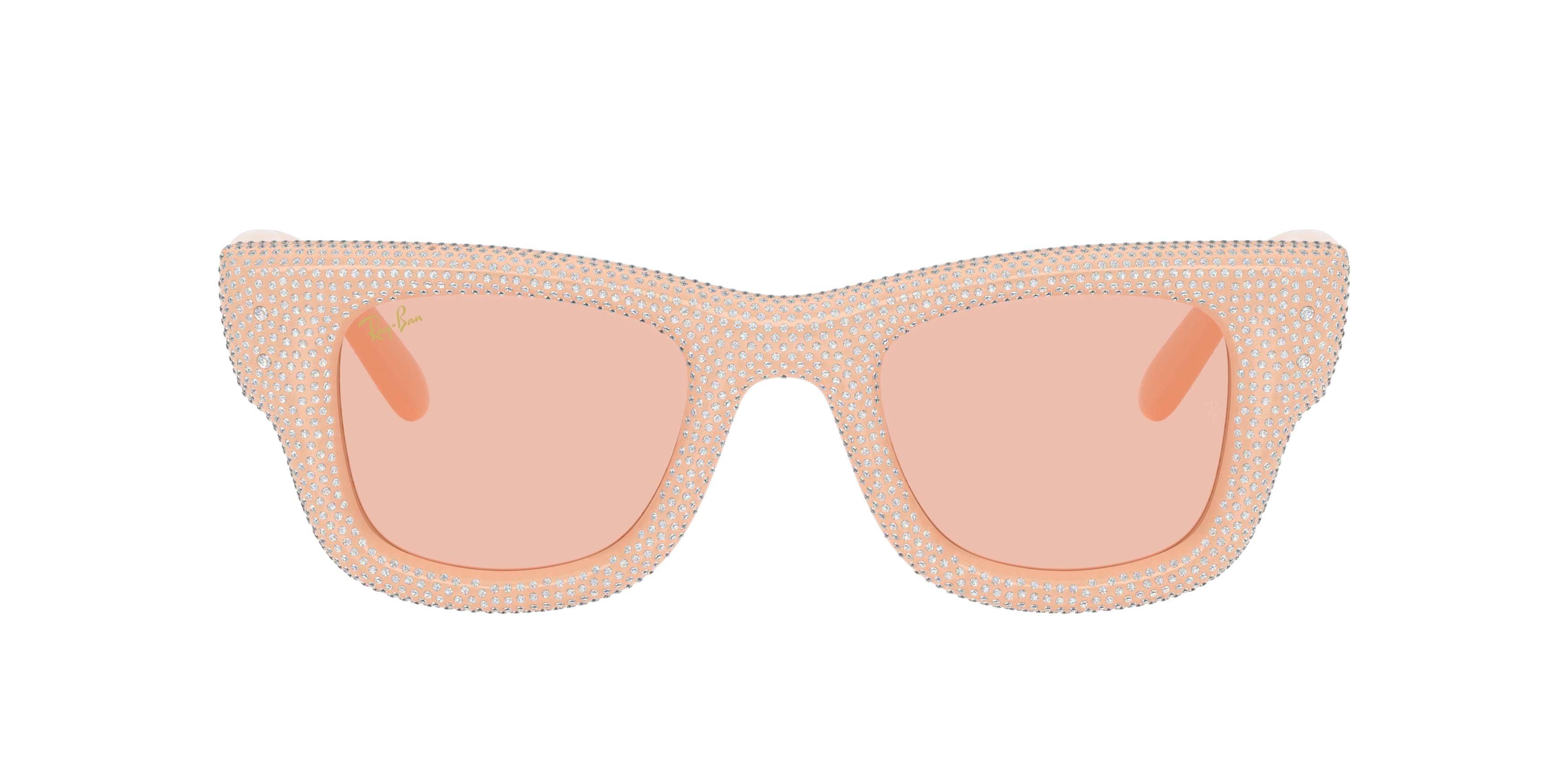 Ray-Ban Wayfarer Puffer Crystal Pav&egrave; Edition Dark Pink Sunglasses &ndash; Polished Solid Nude - PINK Thumbnail View 2