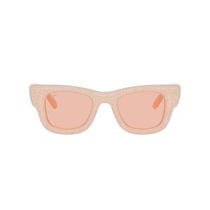 Ray-Ban Wayfarer Puffer Crystal Pav&egrave; Edition Dark Pink Sunglasses &ndash; Polished Solid Nude