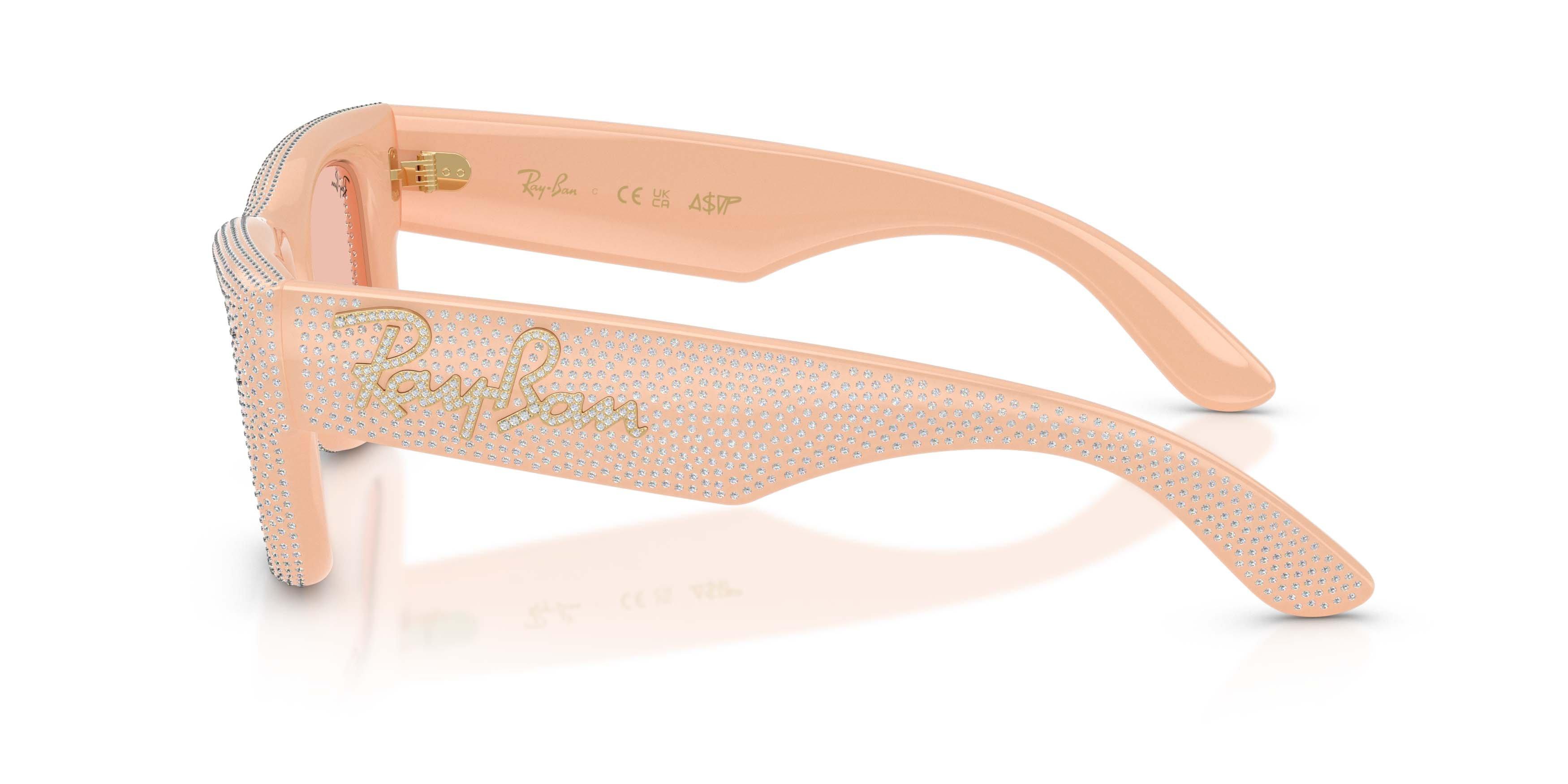 Ray-Ban Wayfarer Puffer Crystal Pav&egrave; Edition Dark Pink Sunglasses &ndash; Polished Solid Nude - PINK Thumbnail View 6