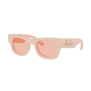 Ray-Ban Wayfarer Puffer Crystal Pav&egrave; Edition Dark Pink Sunglasses &ndash; Polished Solid Nude