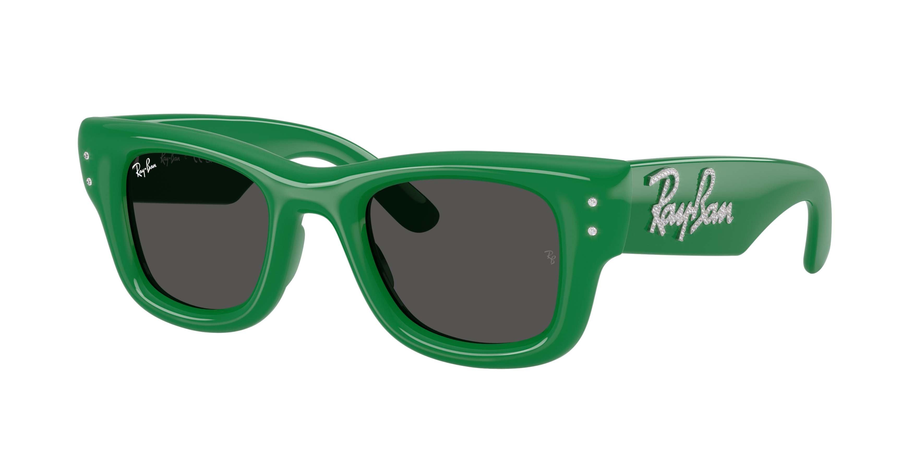 Ray-Ban Wayfarer Puffer Crystal Edition Ultra Black Sunglasses &ndash; Polished Green - GREEN/BLACK Thumbnail View 1