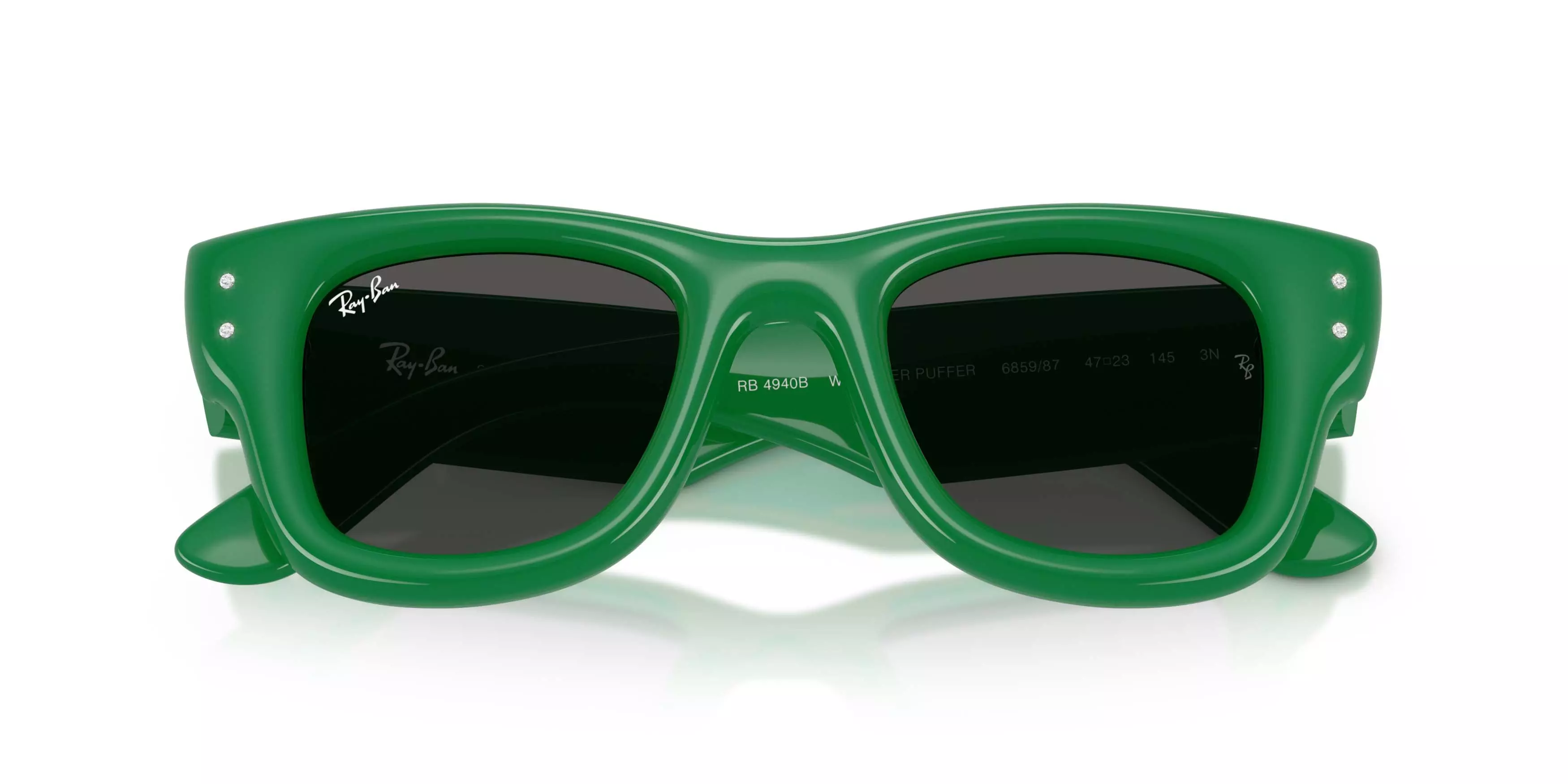 Ray-Ban Wayfarer Puffer Crystal Edition Ultra Black Sunglasses &ndash; Polished Green - GREEN/BLACK