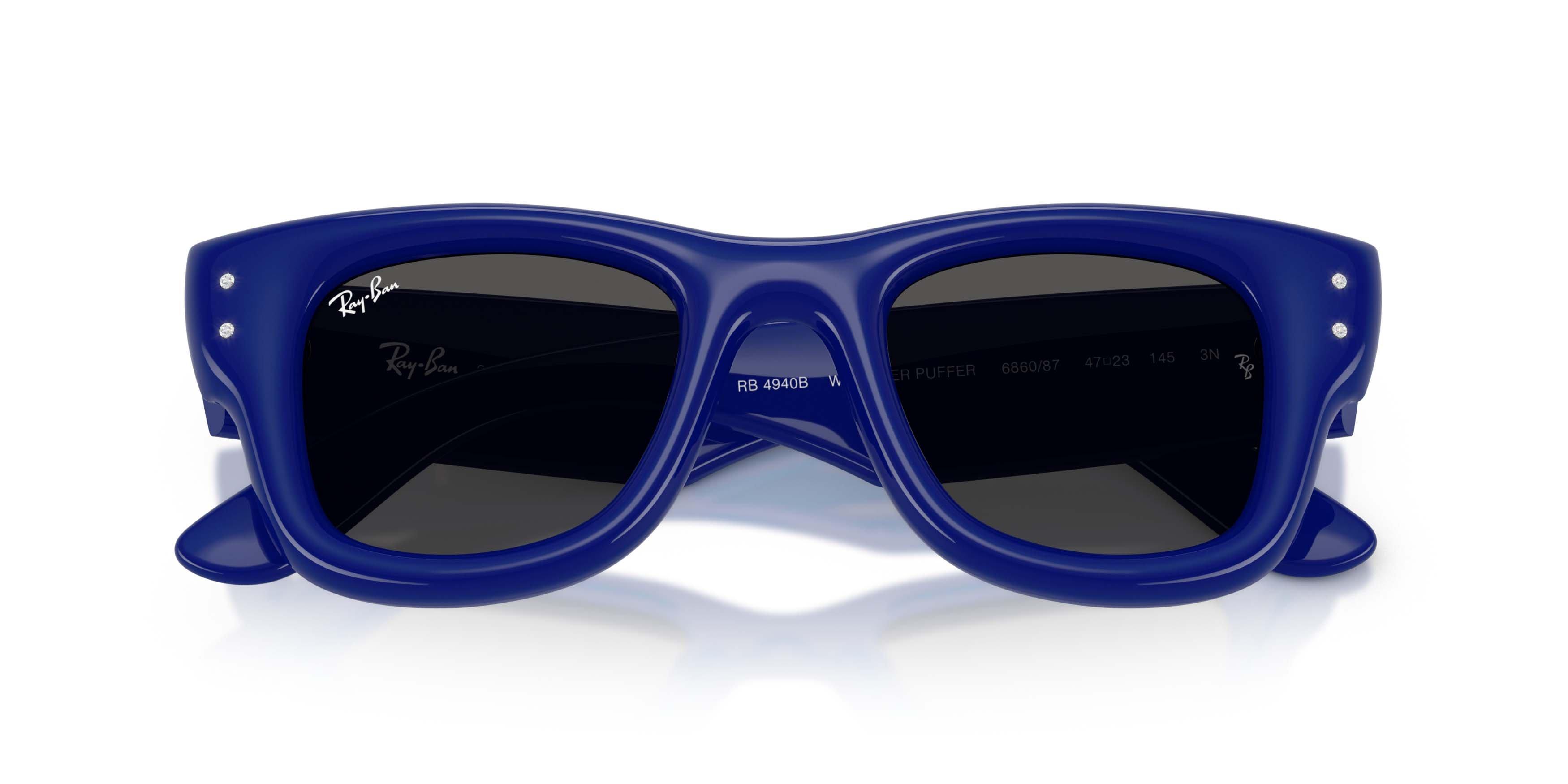 Ray-Ban Wayfarer Puffer Crystal Edition Ultra Black Sunglasses &ndash; Polished Blue & Strass - BLUE/BLACK Thumbnail View 5