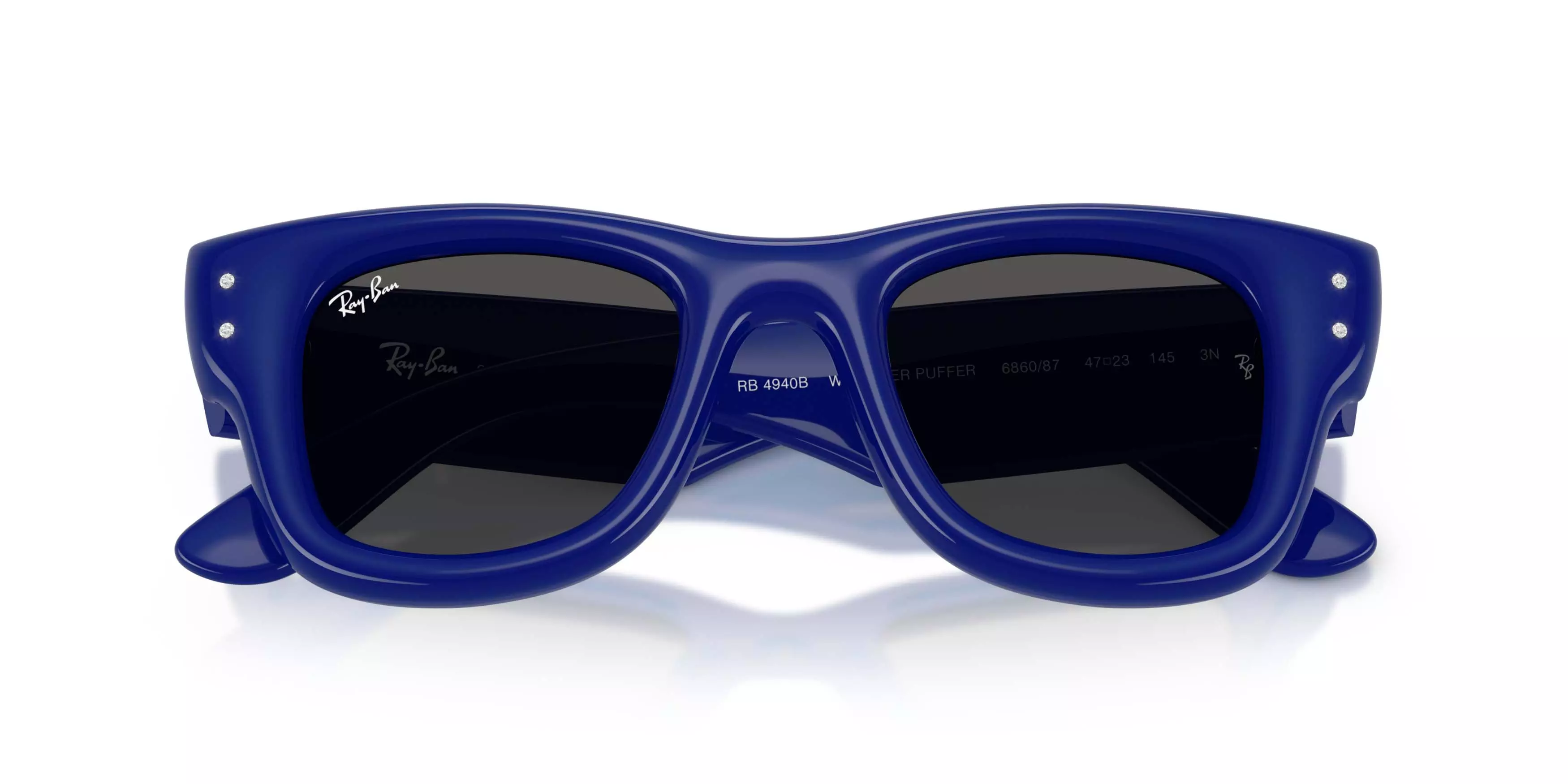 Ray-Ban Wayfarer Puffer Crystal Edition Ultra Black Sunglasses &ndash; Polished Blue & Strass - BLUE/BLACK