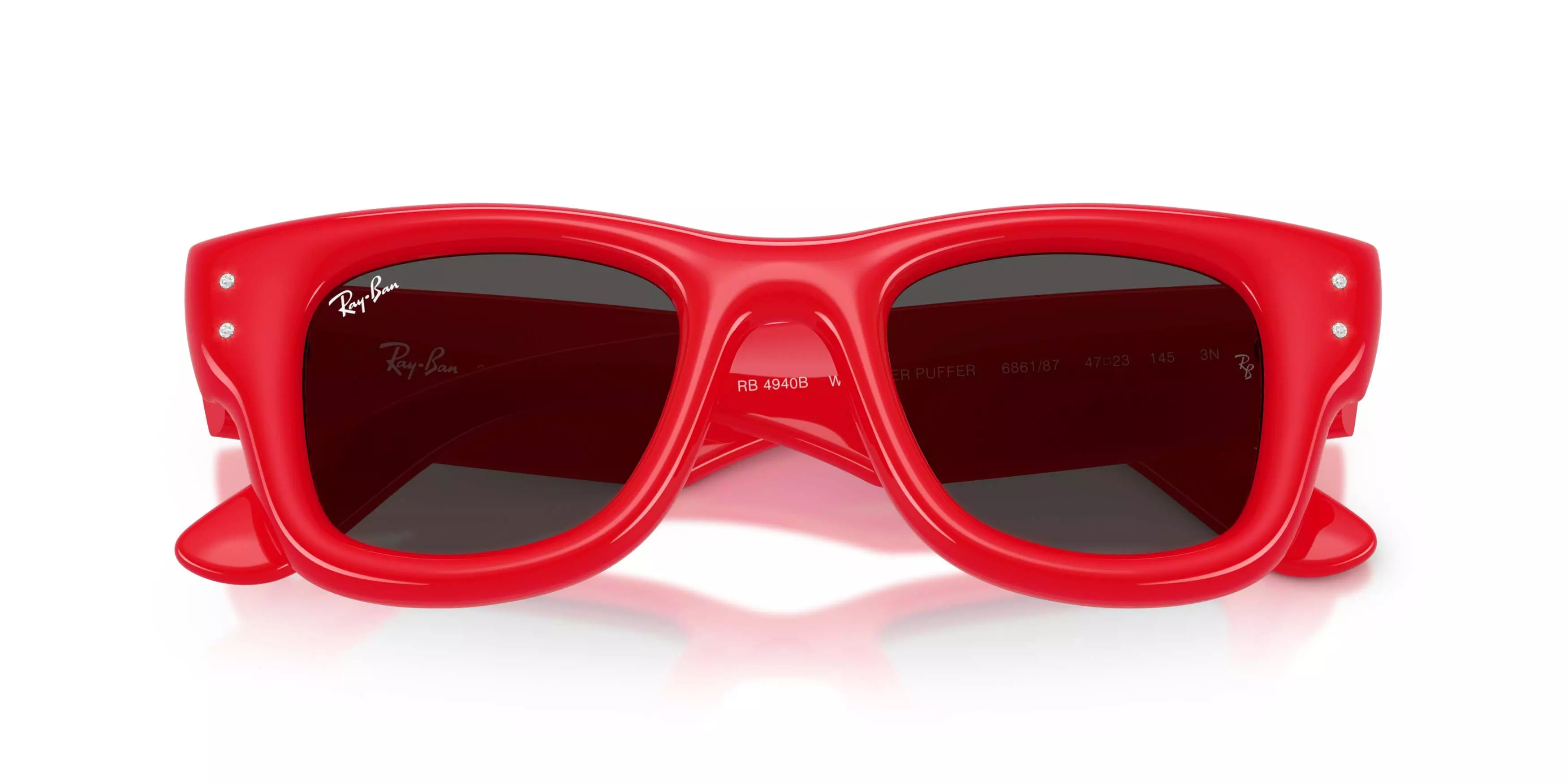 Ray-Ban Wayfarer Puffer Crystal Edition Ultra Black Sunglasses &ndash; Polished Red & Strass - RED/BLACK