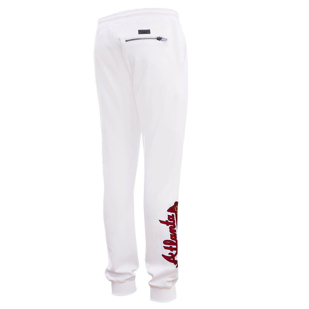 Pro Standard Men's MLB Atlanta Braves Classic Chenille Joggers - WHITE Thumbnail View 4