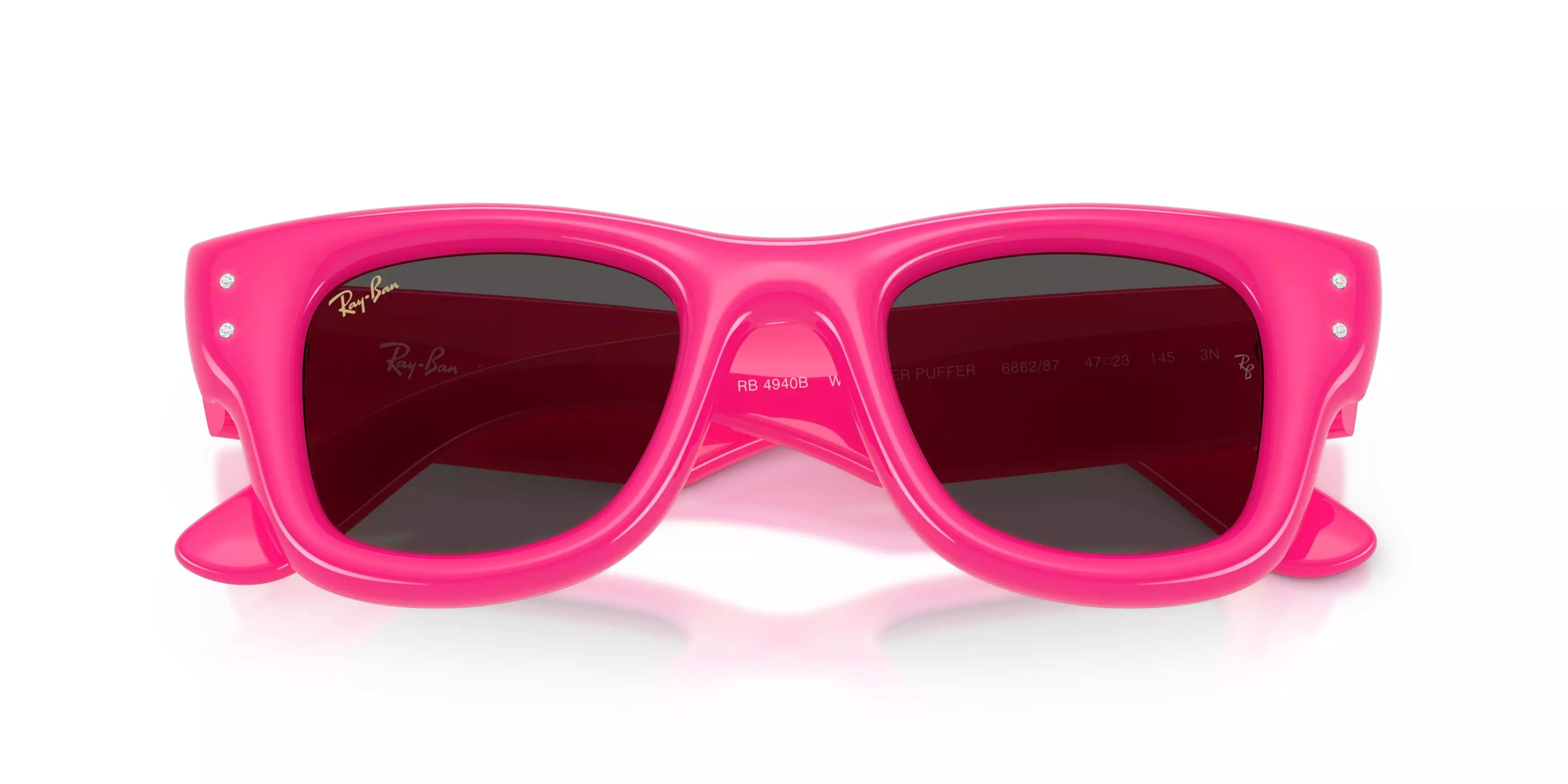 Ray-Ban Wayfarer Puffer Crystal Edition Ultra Black Sunglasses &ndash; Polished Pink & Strass - PINK/BLACK