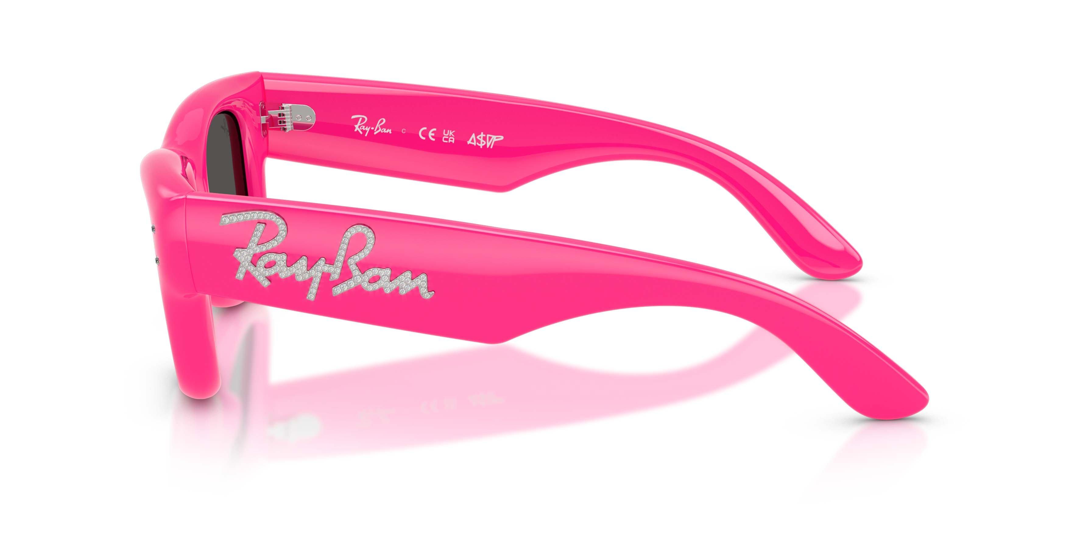 Ray-Ban Wayfarer Puffer Crystal Edition Ultra Black Sunglasses &ndash; Polished Pink & Strass - PINK/BLACK Thumbnail View 6