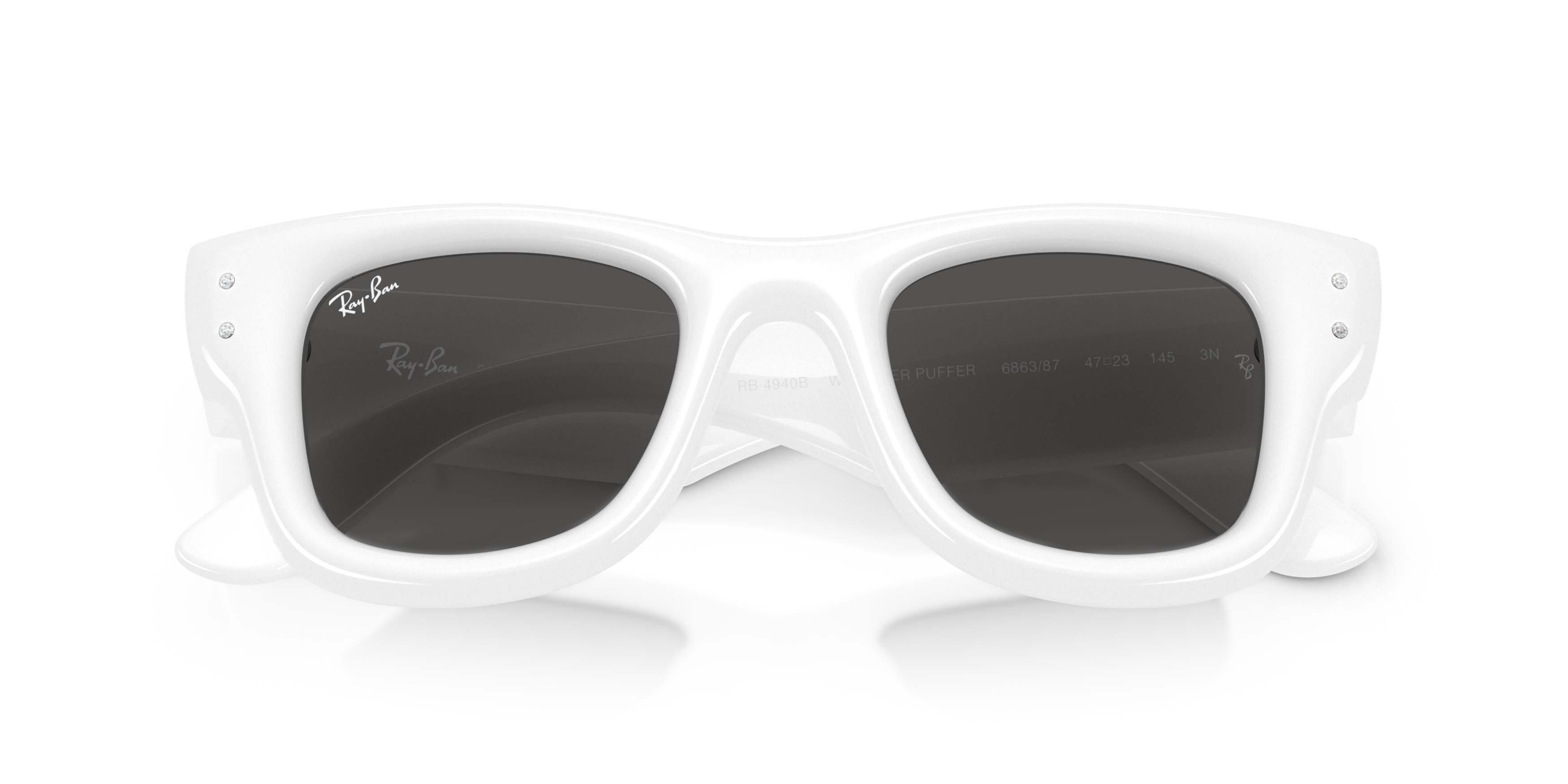 Ray-Ban Wayfarer Puffer Crystal Edition Ultra Black Sunglasses &ndash; Polished White & Strass - WHITE/BLACK Thumbnail View 5