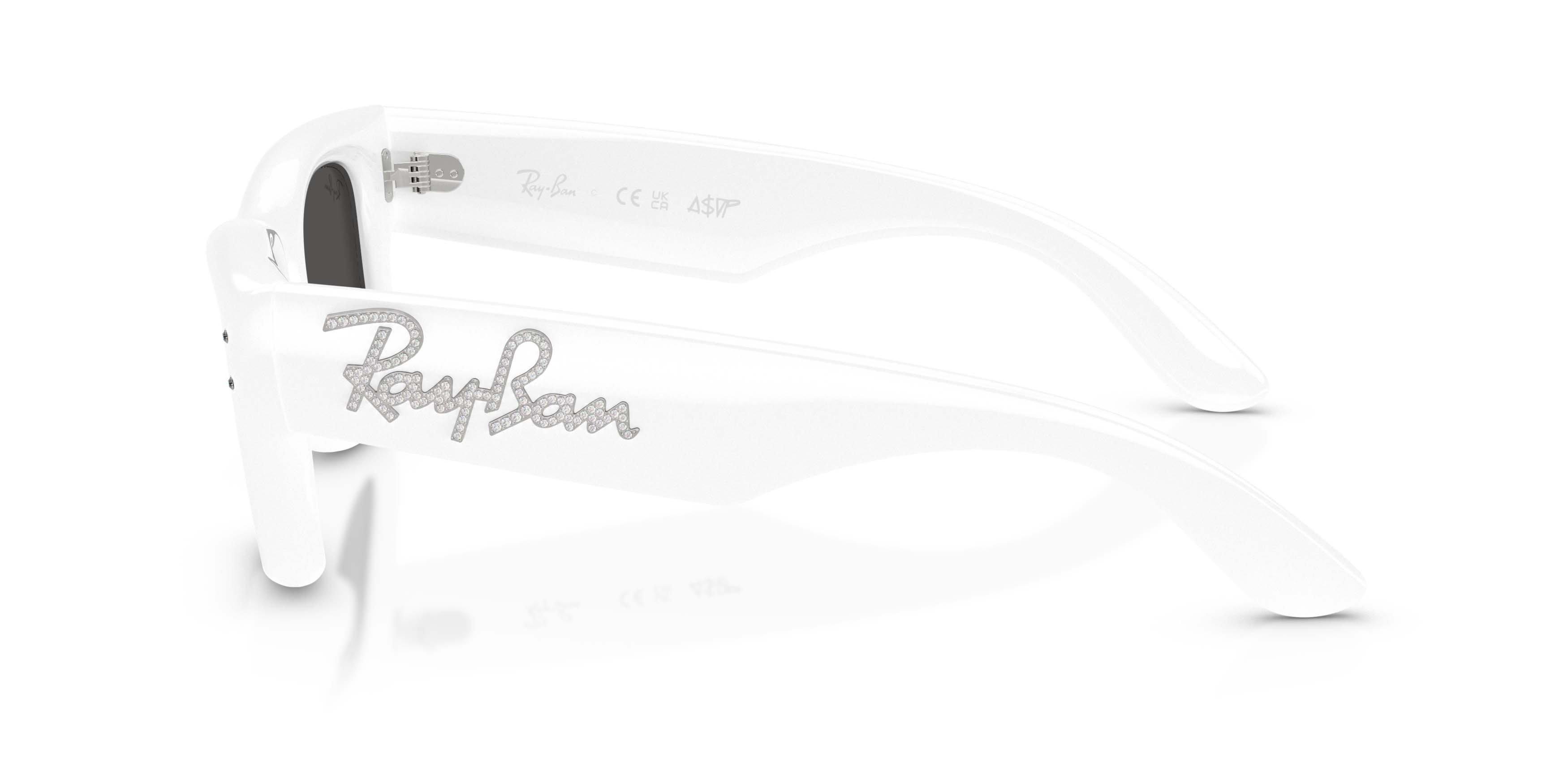 Ray-Ban Wayfarer Puffer Crystal Edition Ultra Black Sunglasses &ndash; Polished White & Strass - WHITE/BLACK Thumbnail View 6