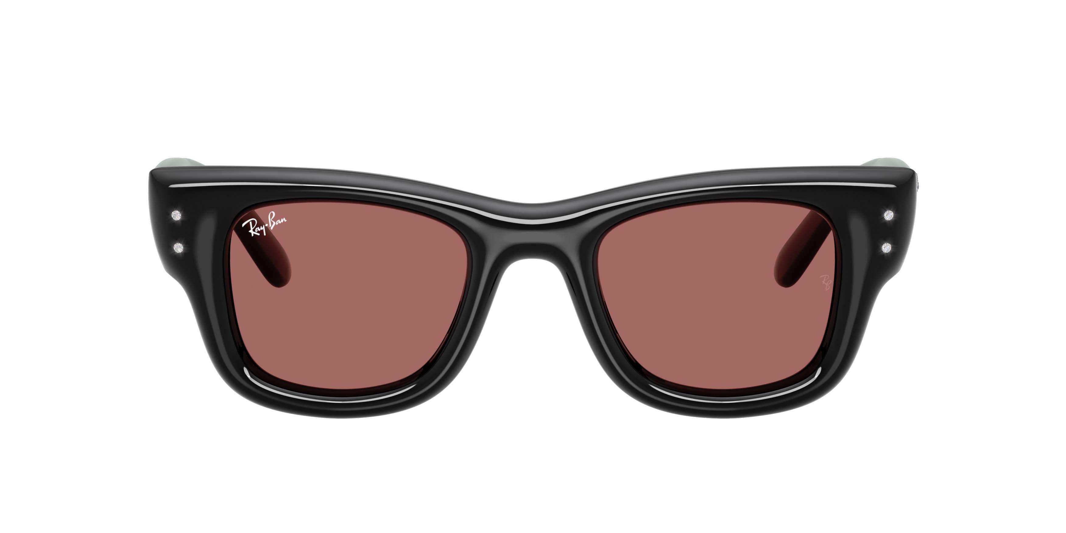 Ray-Ban Wayfarer Puffer Crystal Edition Dark Violet Sunglasses &ndash; Polished Black - BLACK/VIOLET Thumbnail View 2