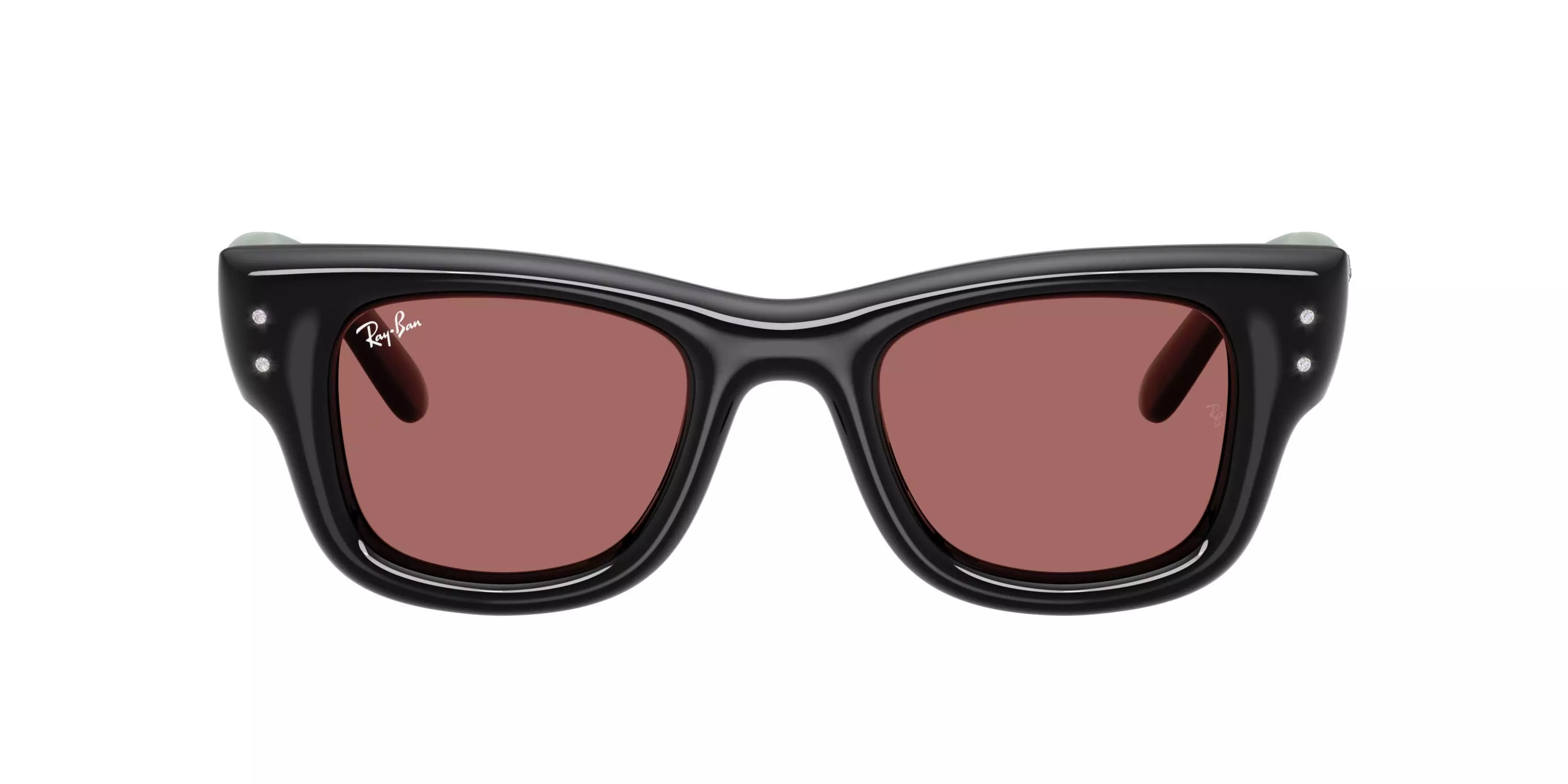 Ray-Ban Wayfarer Puffer Crystal Edition Dark Violet Sunglasses &ndash; Polished Black - BLACK/VIOLET