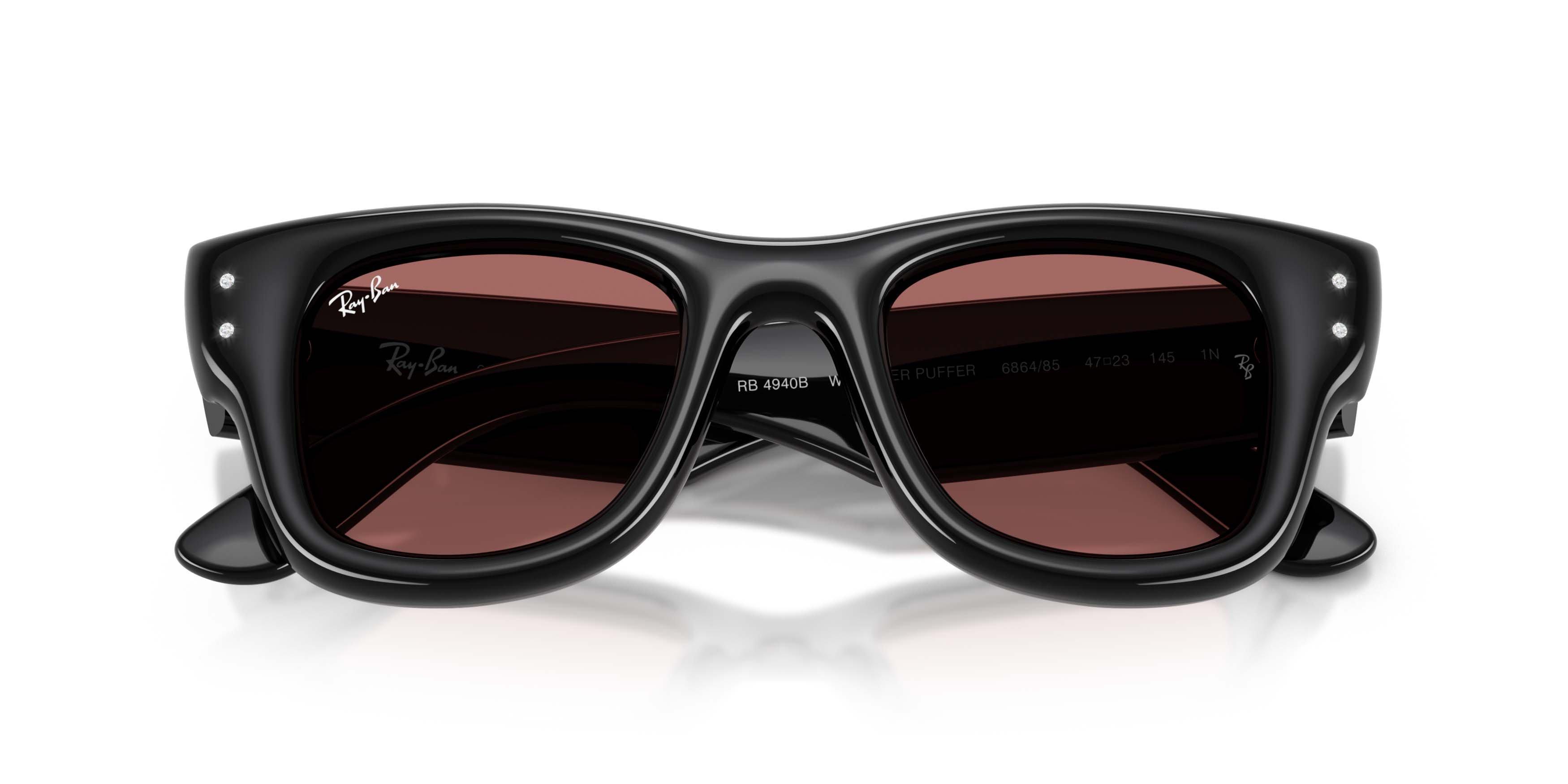Ray-Ban Wayfarer Puffer Crystal Edition Dark Violet Sunglasses &ndash; Polished Black - BLACK/VIOLET Thumbnail View 5