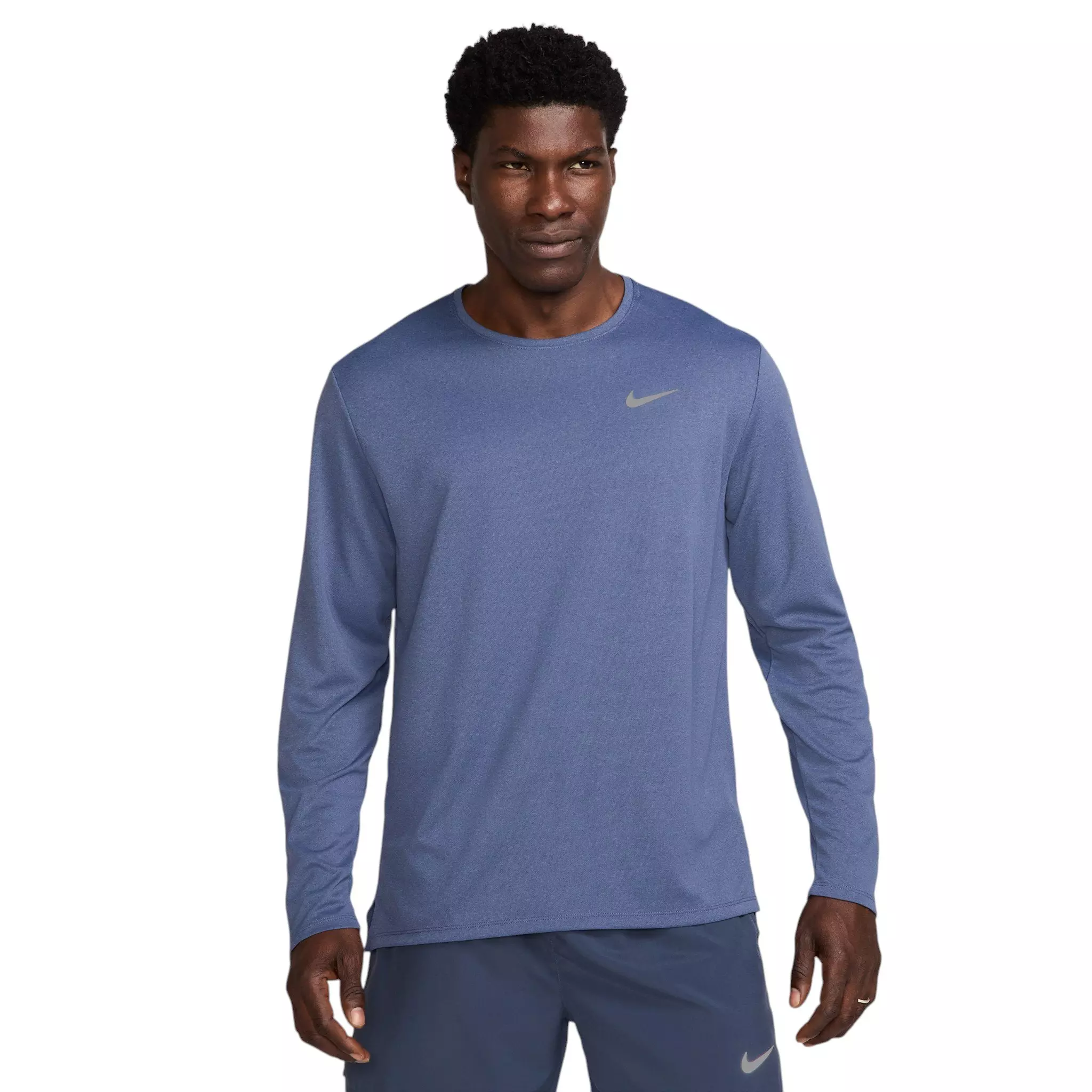 Nike Men's Miler Dri-FIT Long Sleeve Running Top - Blue - BLUE
