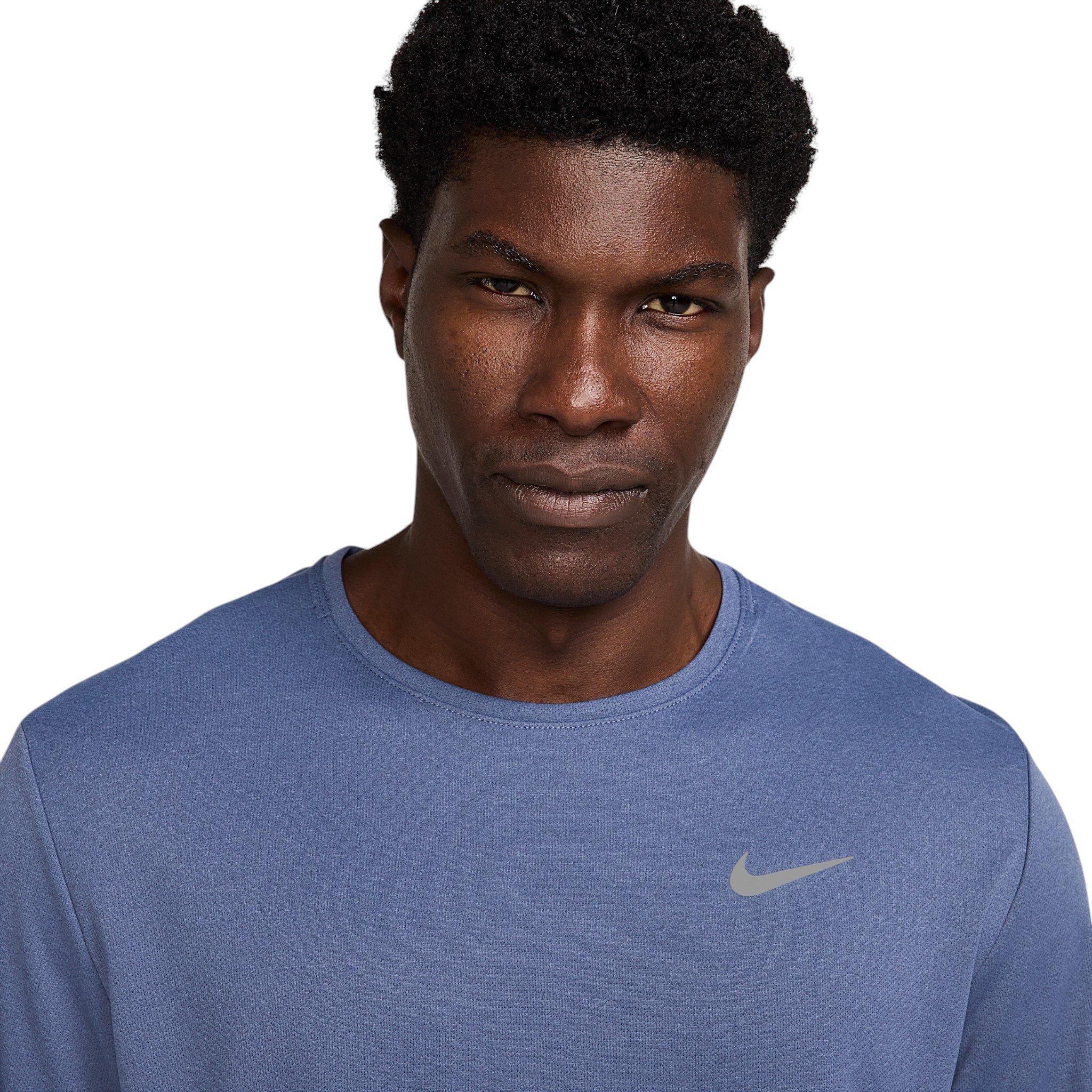 Nike Men's Miler Dri-FIT Long Sleeve Running Top - Blue - BLUE