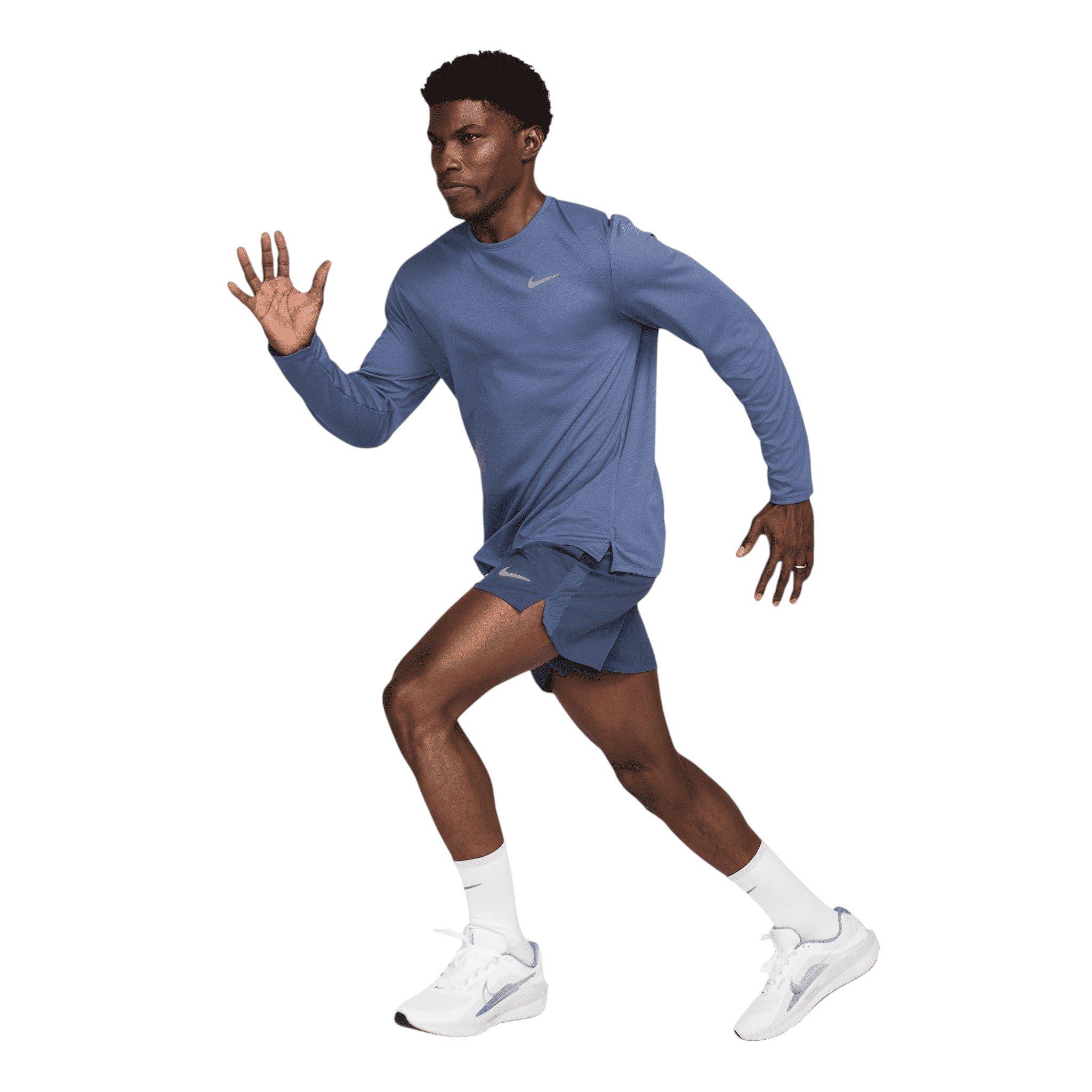Nike Men's Miler Dri-FIT Long Sleeve Running Top - Blue - BLUE
