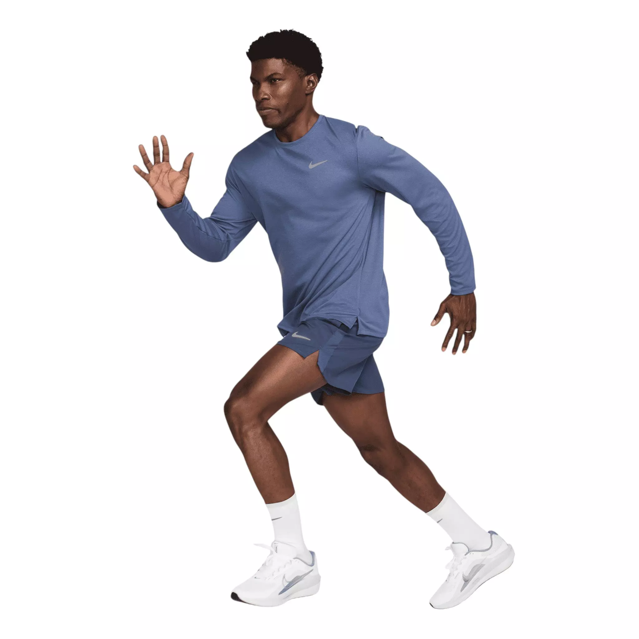 Nike Men's Miler Dri-FIT Long Sleeve Running Top - Blue - BLUE