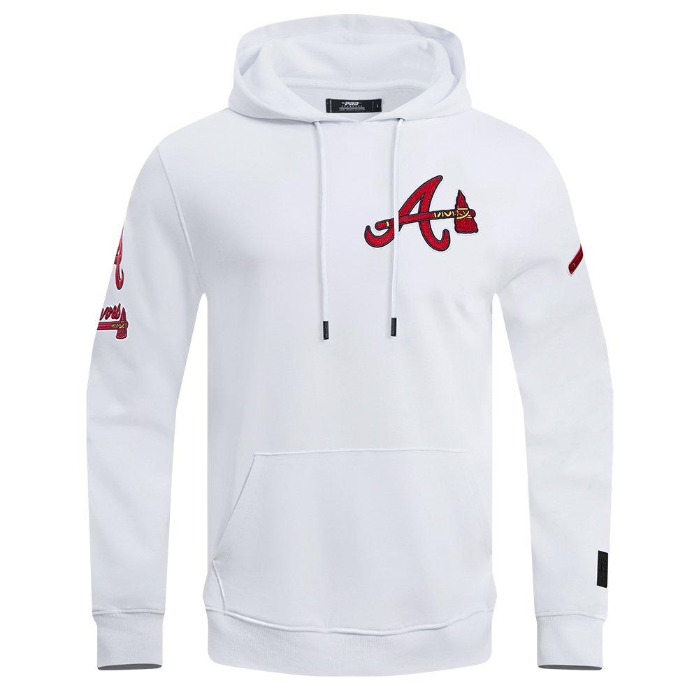 Pro Standard Men's MLB Atlanta Braves Chenille Pullover Hoodie - WHITE Thumbnail View 1