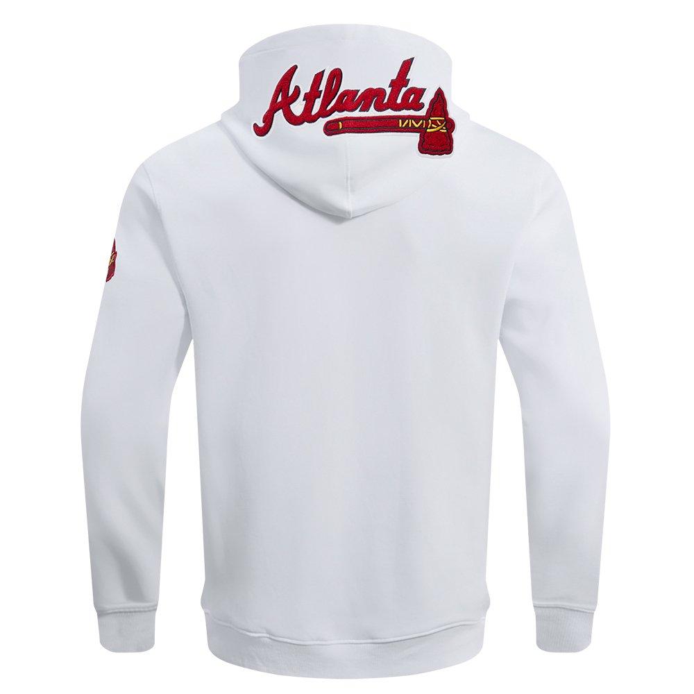Pro Standard Men's MLB Atlanta Braves Chenille Pullover Hoodie - WHITE Thumbnail View 2