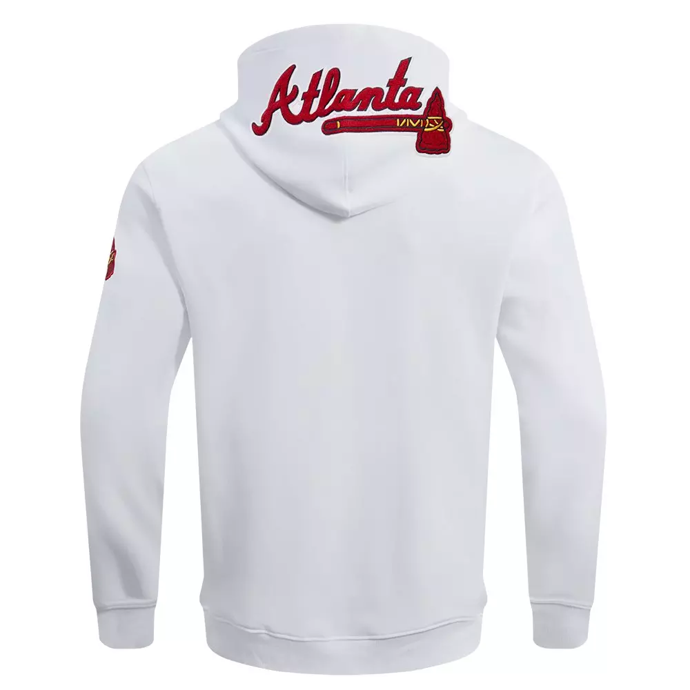 Pro Standard Men's MLB Atlanta Braves Chenille Pullover Hoodie - WHITE