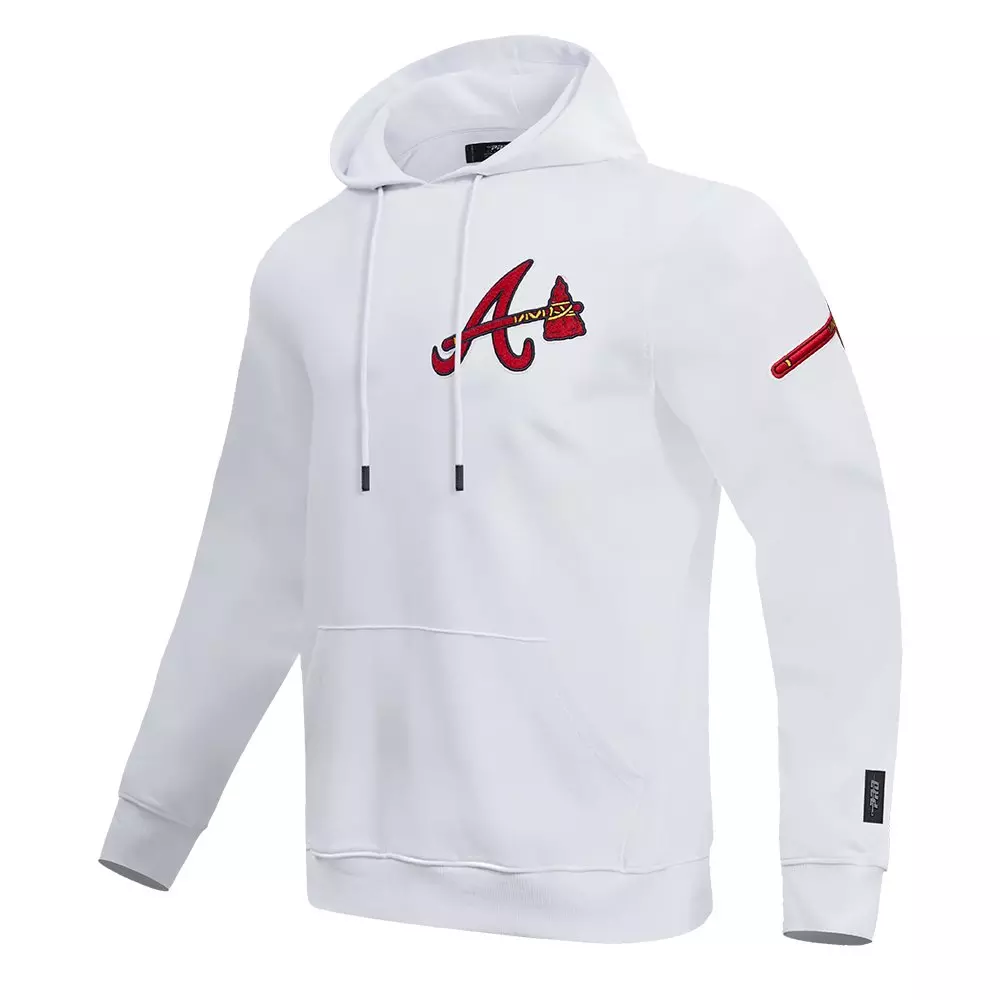 Pro Standard Men's MLB Atlanta Braves Chenille Pullover Hoodie - WHITE