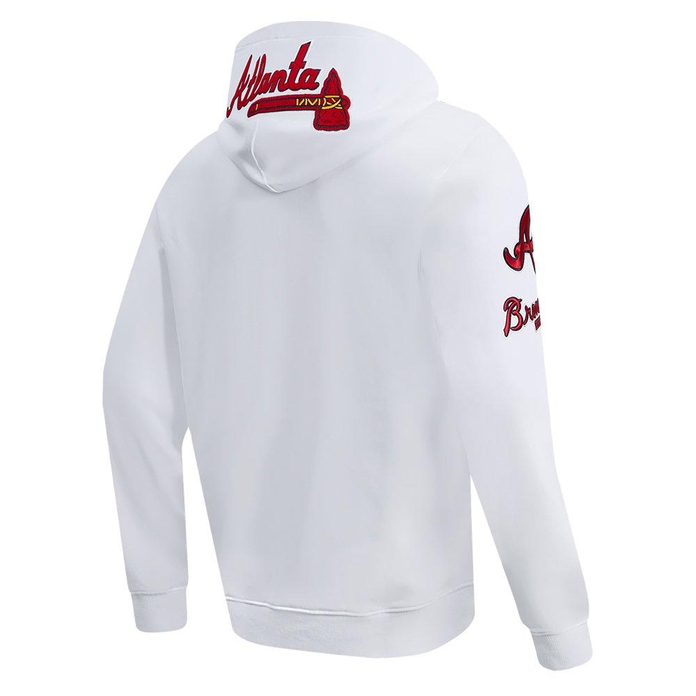 Pro Standard Men's MLB Atlanta Braves Chenille Pullover Hoodie - WHITE Thumbnail View 4