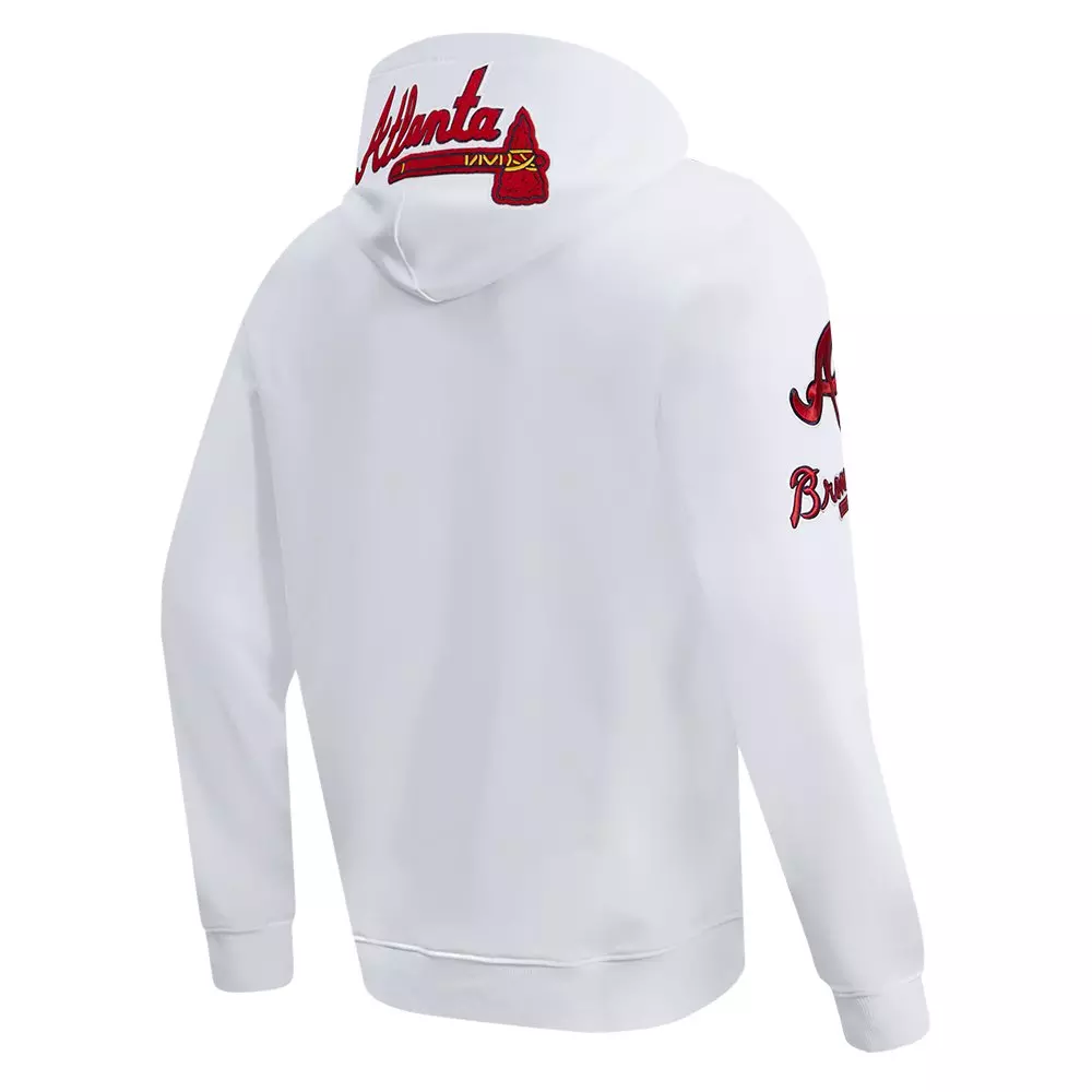Pro Standard Men's MLB Atlanta Braves Chenille Pullover Hoodie - WHITE