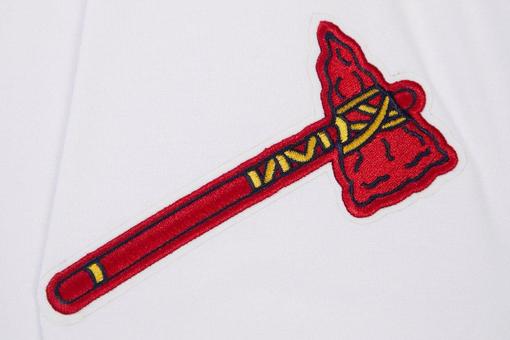 Pro Standard Men's MLB Atlanta Braves Chenille Pullover Hoodie - WHITE Thumbnail View 6