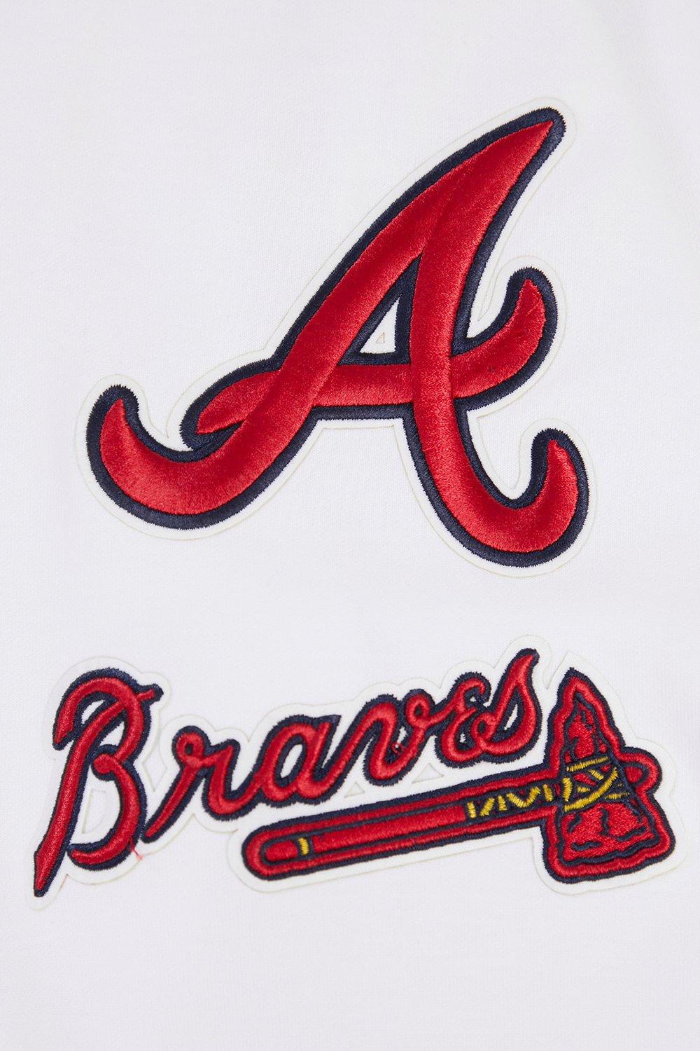 Pro Standard Men's MLB Atlanta Braves Chenille Pullover Hoodie - WHITE Thumbnail View 8